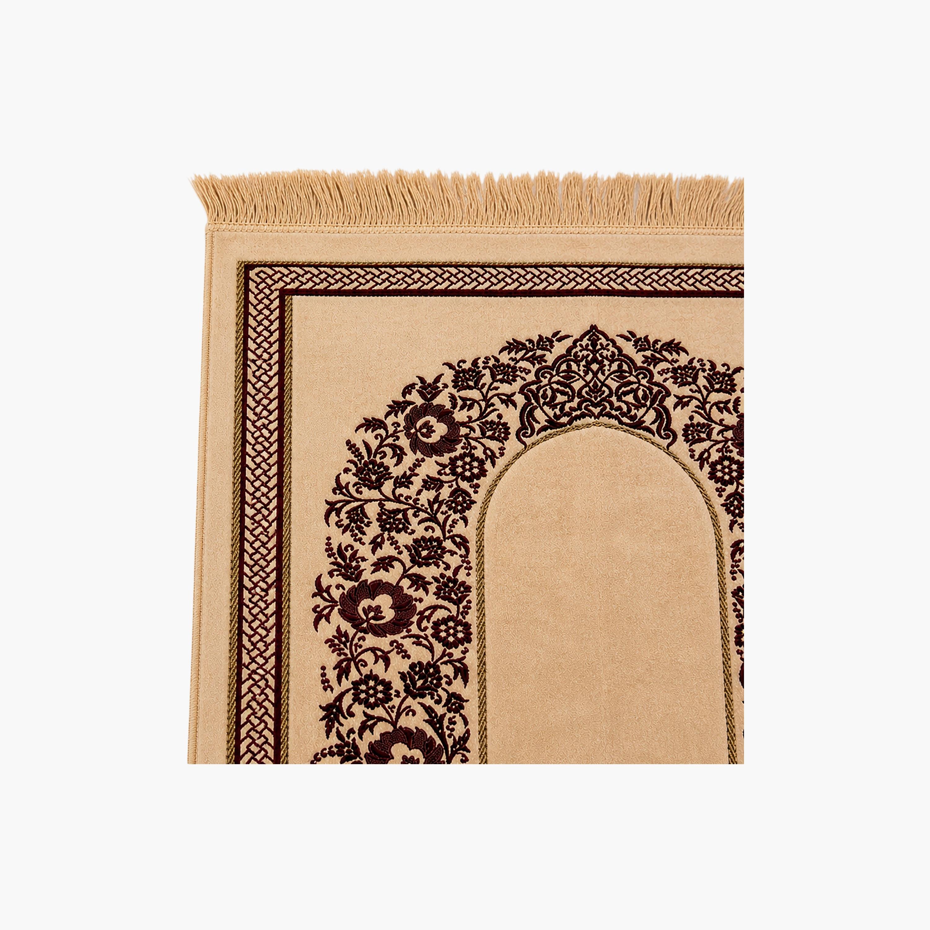 Hadiyath Al Madinah Ornate Floral Arch Prayer Mat 110cm X 70cm-household-rugsandcarpets-prayermats-image-2