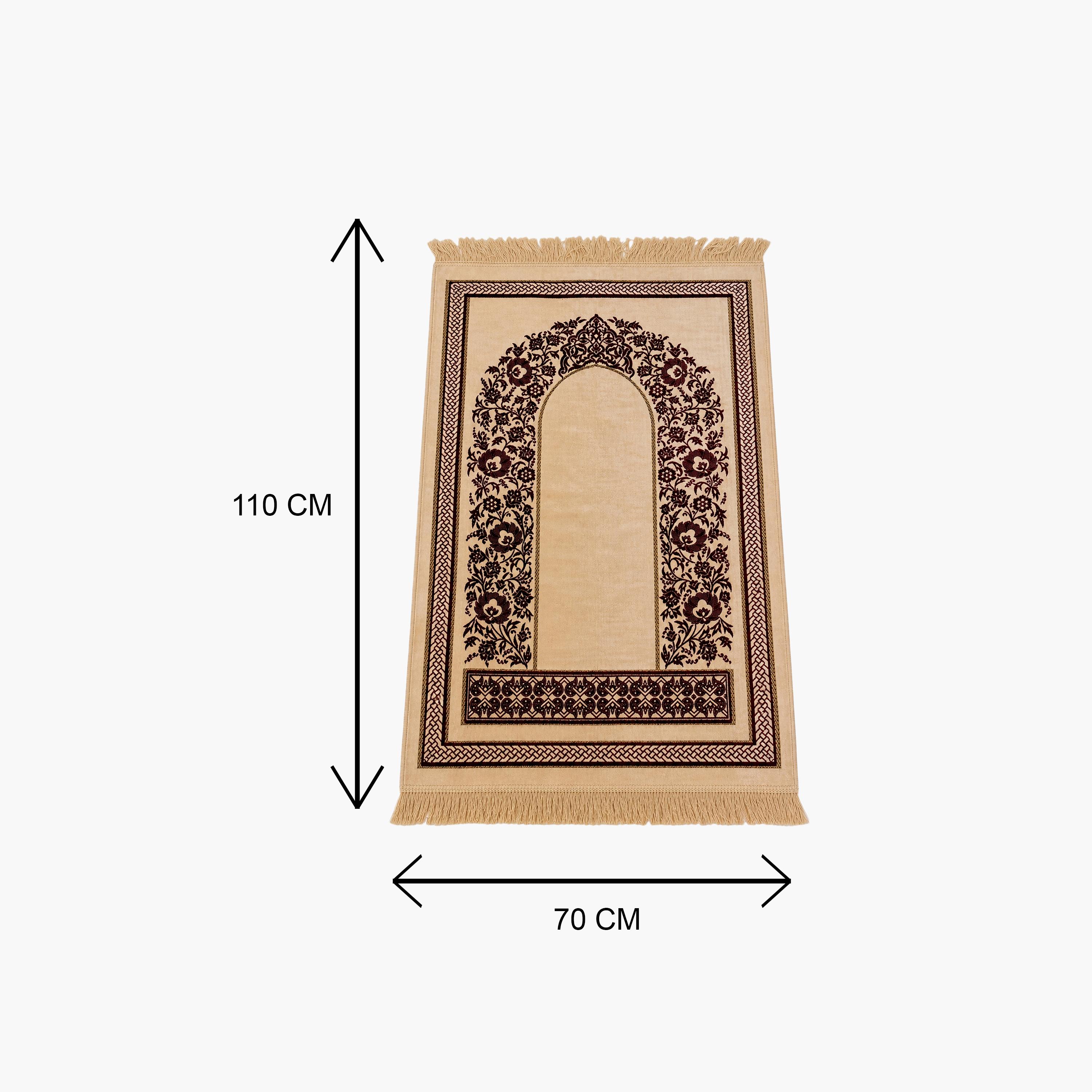 Hadiyath Al Madinah Ornate Floral Arch Prayer Mat 110cm X 70cm-household-rugsandcarpets-prayermats-image-3