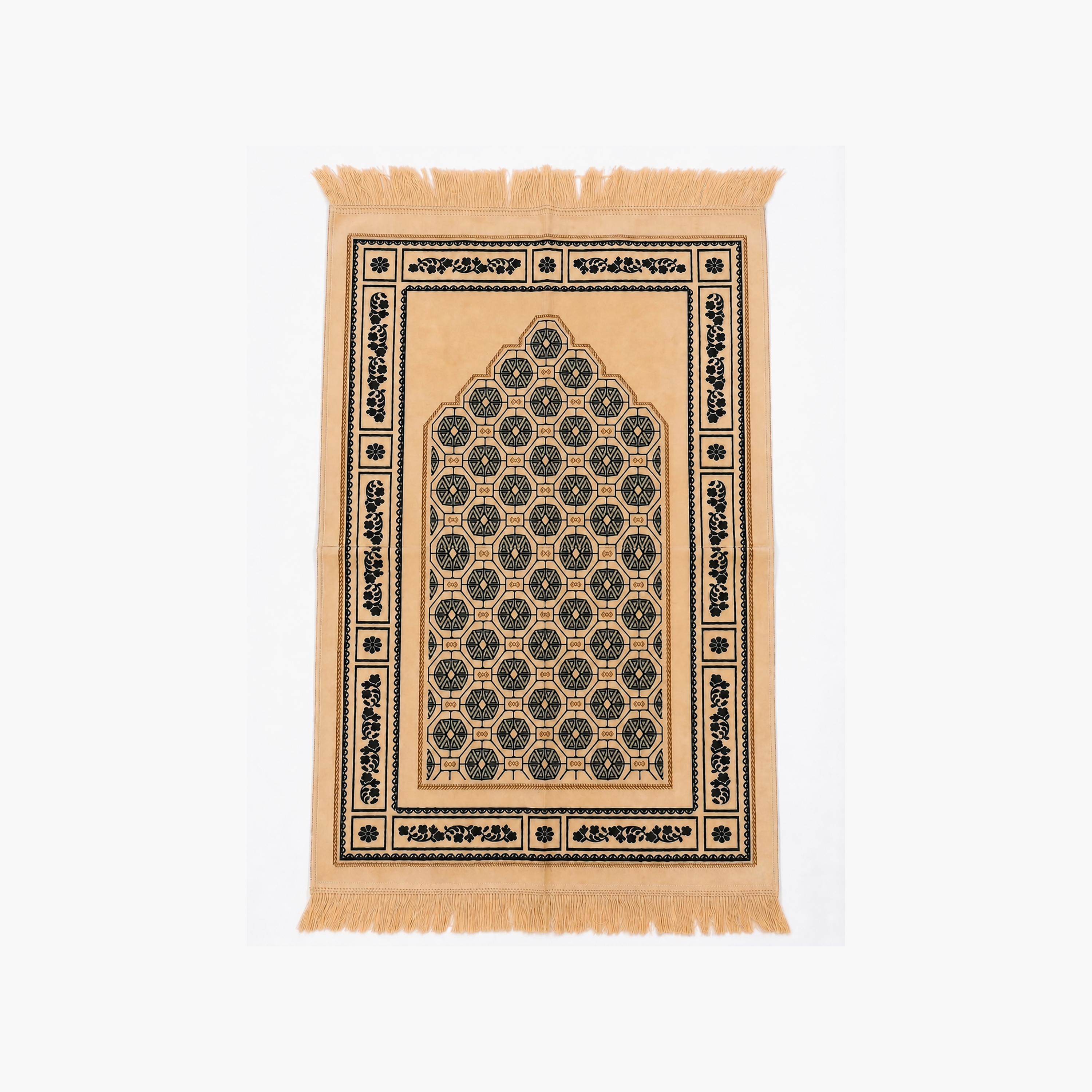 Hadiyath Al Madinah Geometric Arch Prayer Mat 110cm X 70cm-household-rugsandcarpets-prayermats-image-1