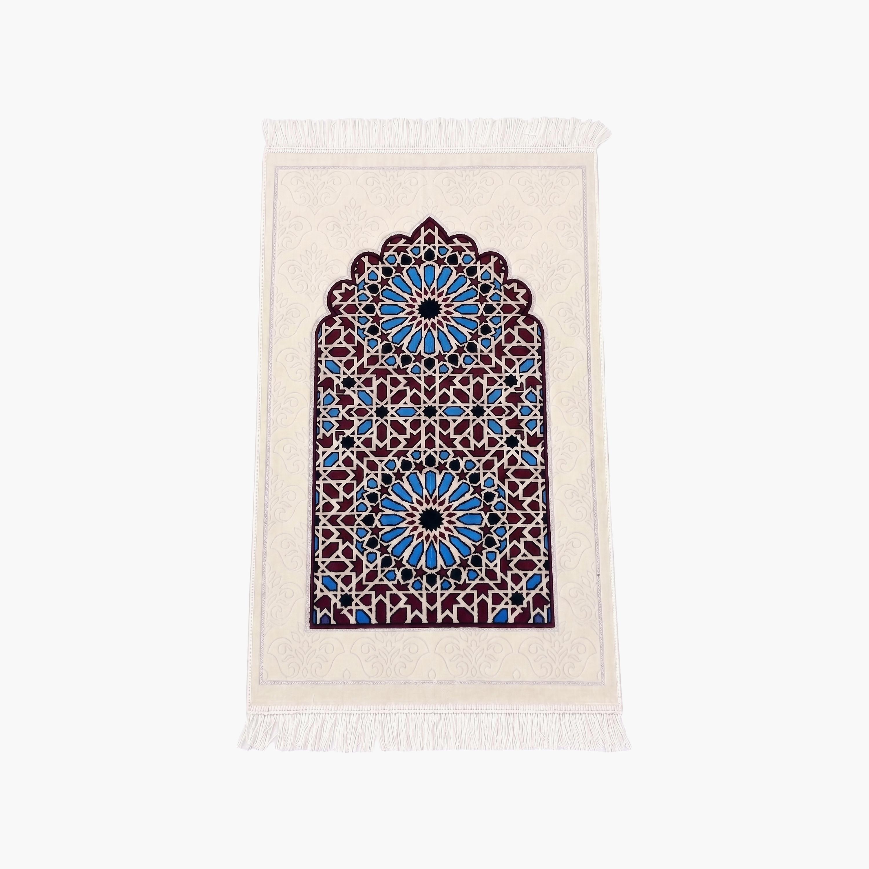 Hadiyath Al Madinah Geometric Arch Prayer Mat 110cm X 70cm-household-rugsandcarpets-prayermats-image-1