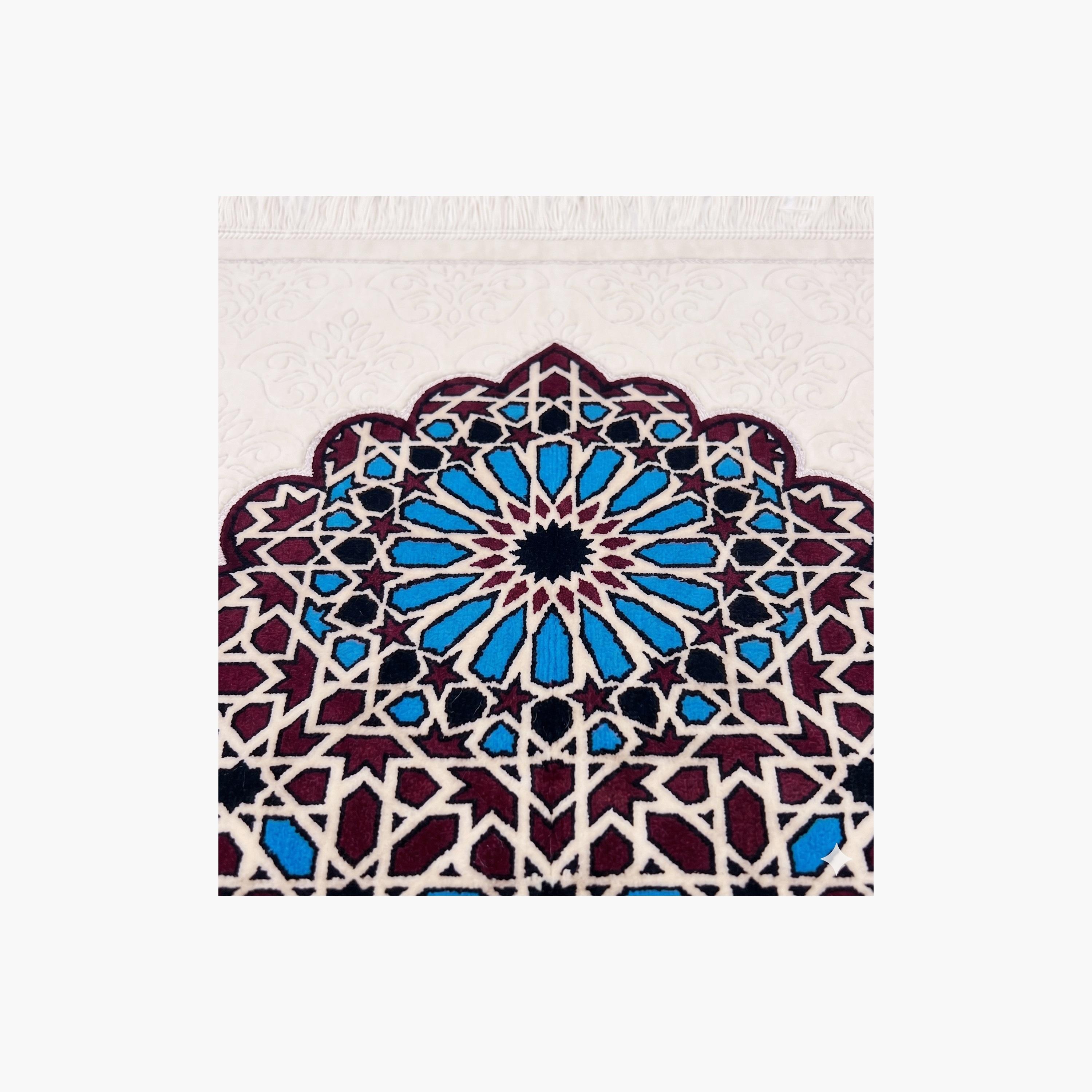 Hadiyath Al Madinah Geometric Arch Prayer Mat 110cm X 70cm-household-rugsandcarpets-prayermats-image-2