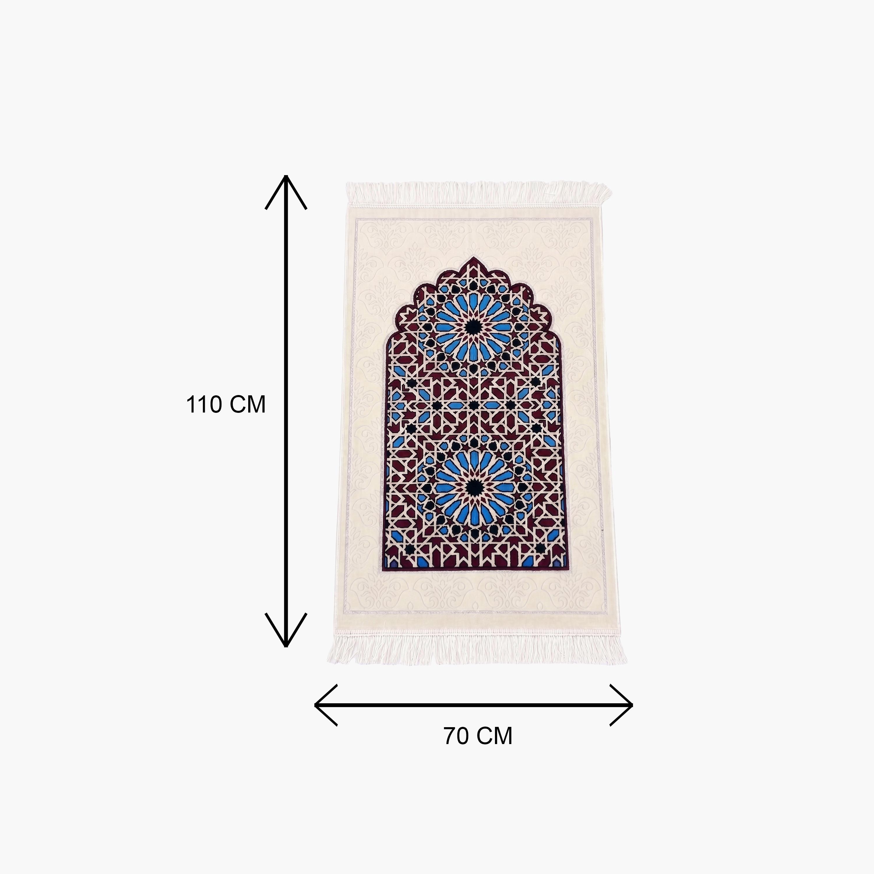 Hadiyath Al Madinah Geometric Arch Prayer Mat 110cm X 70cm-household-rugsandcarpets-prayermats-image-3