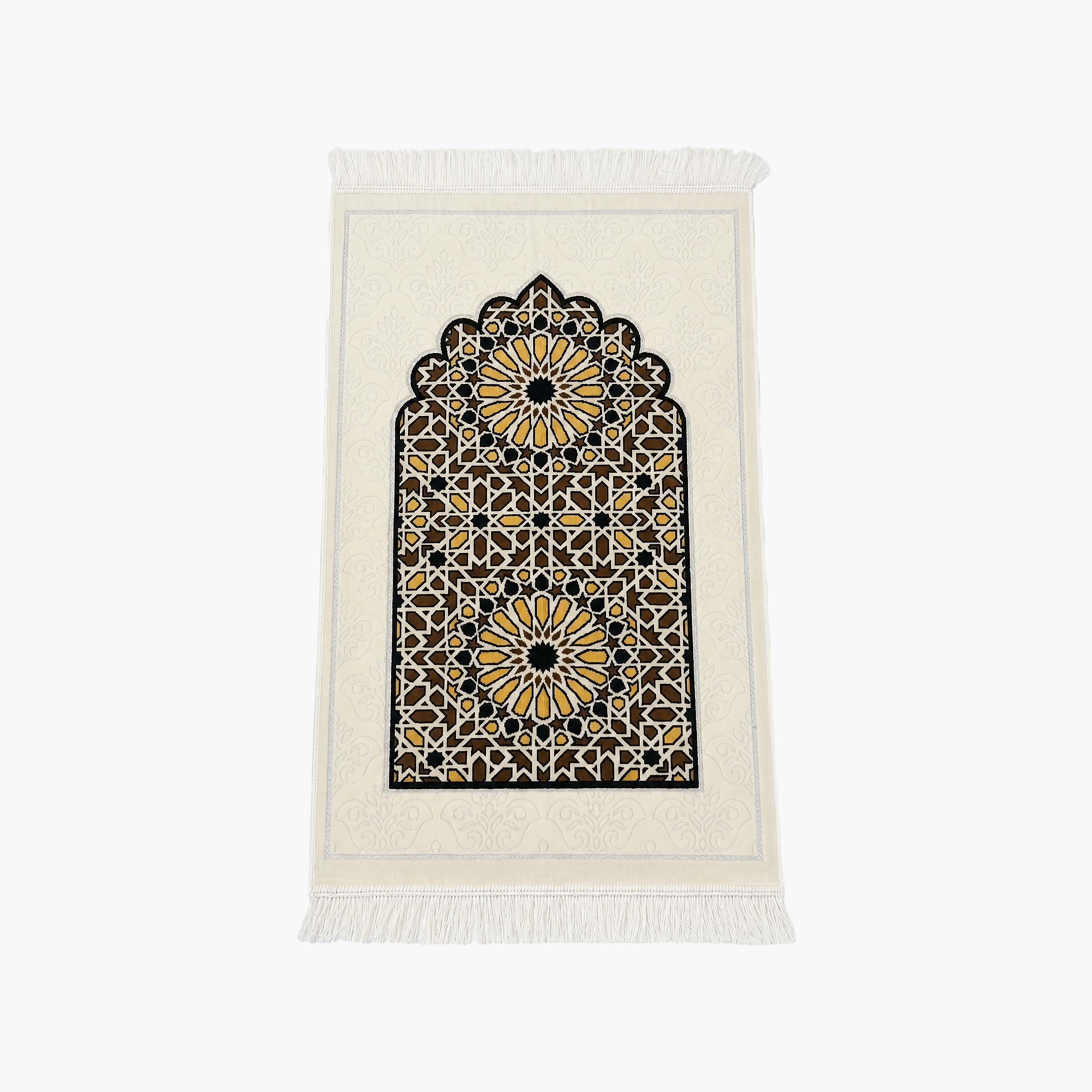 سجادة صلاة حديث المدينة بتصميم قوس ونقوش هندسية، 110 سم × 70 سم-household-rugsandcarpets-prayermats-image-3