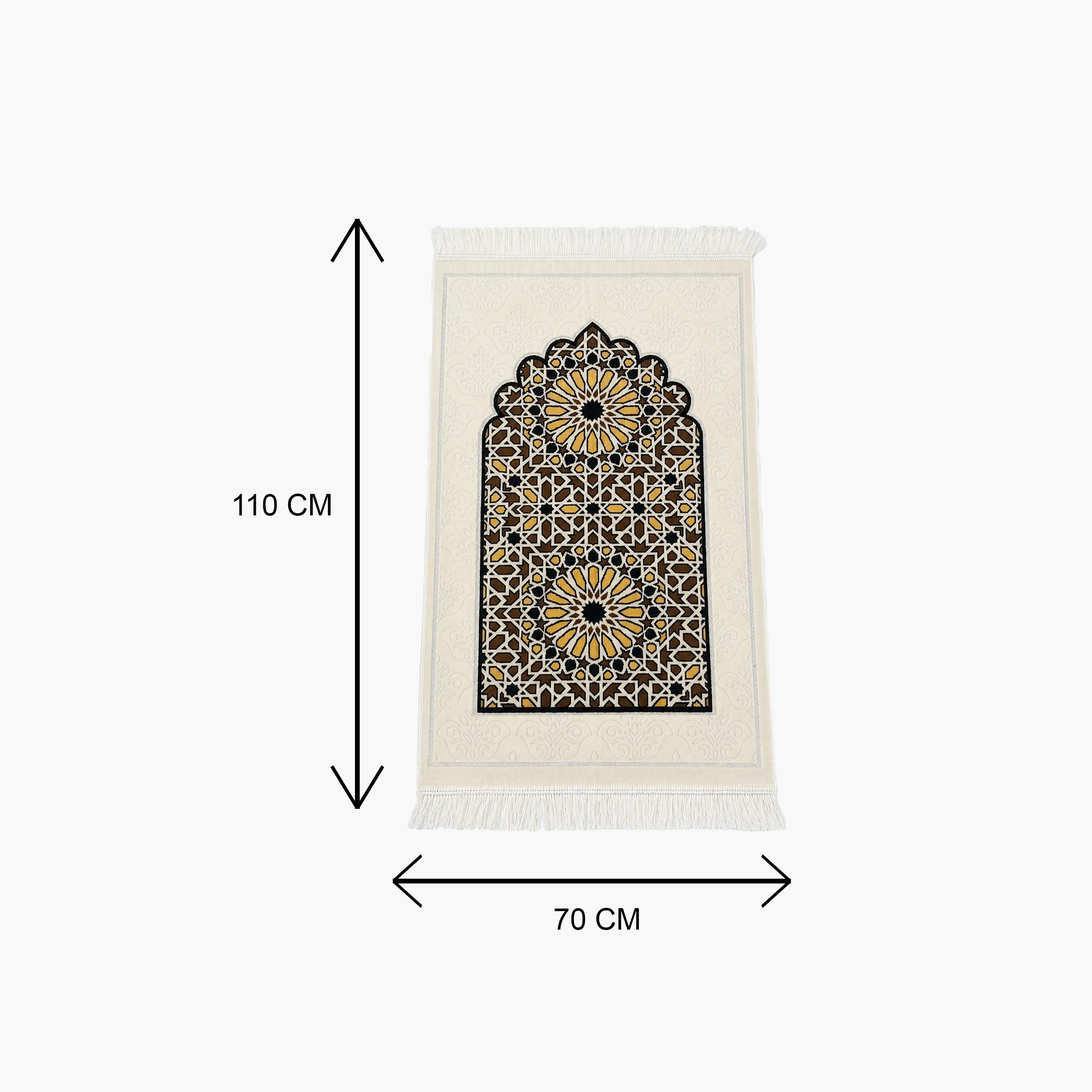 سجادة صلاة حديث المدينة بتصميم قوس ونقوش هندسية، 110 سم × 70 سم-household-rugsandcarpets-prayermats-image-1