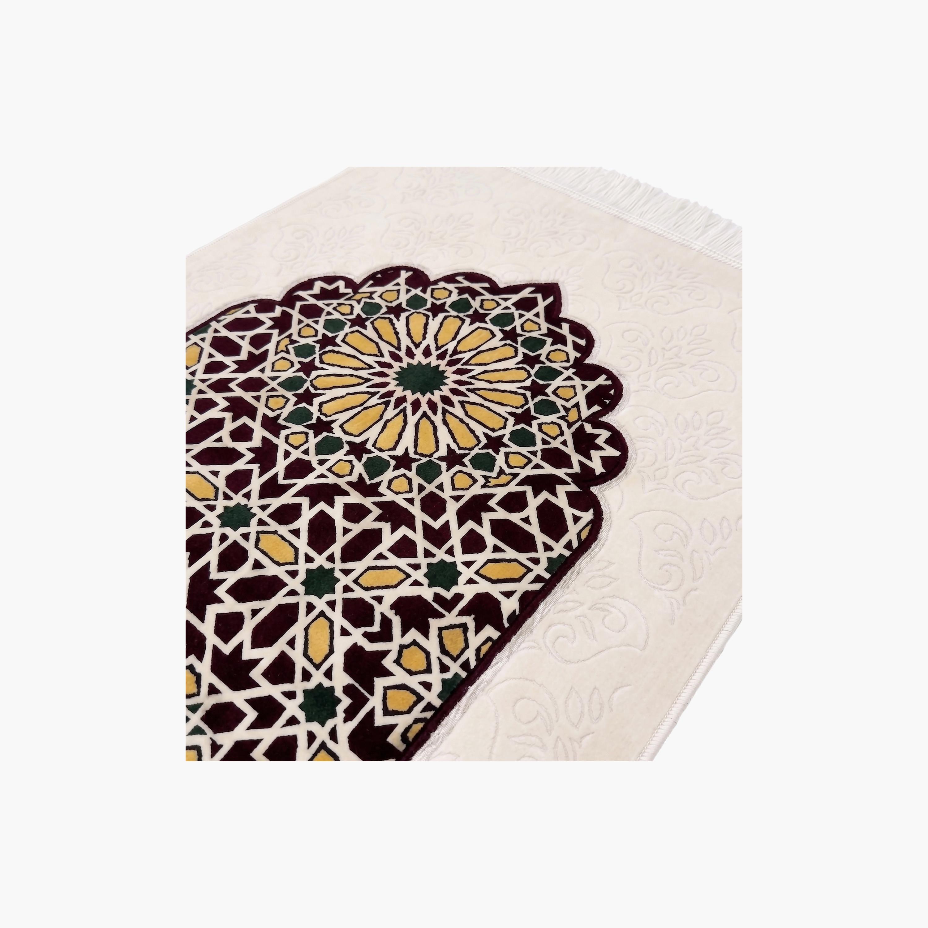 Hadiyath Al Madinah Geometric Arch Prayer Mat 110cm X 70cm-household-rugsandcarpets-prayermats-image-2