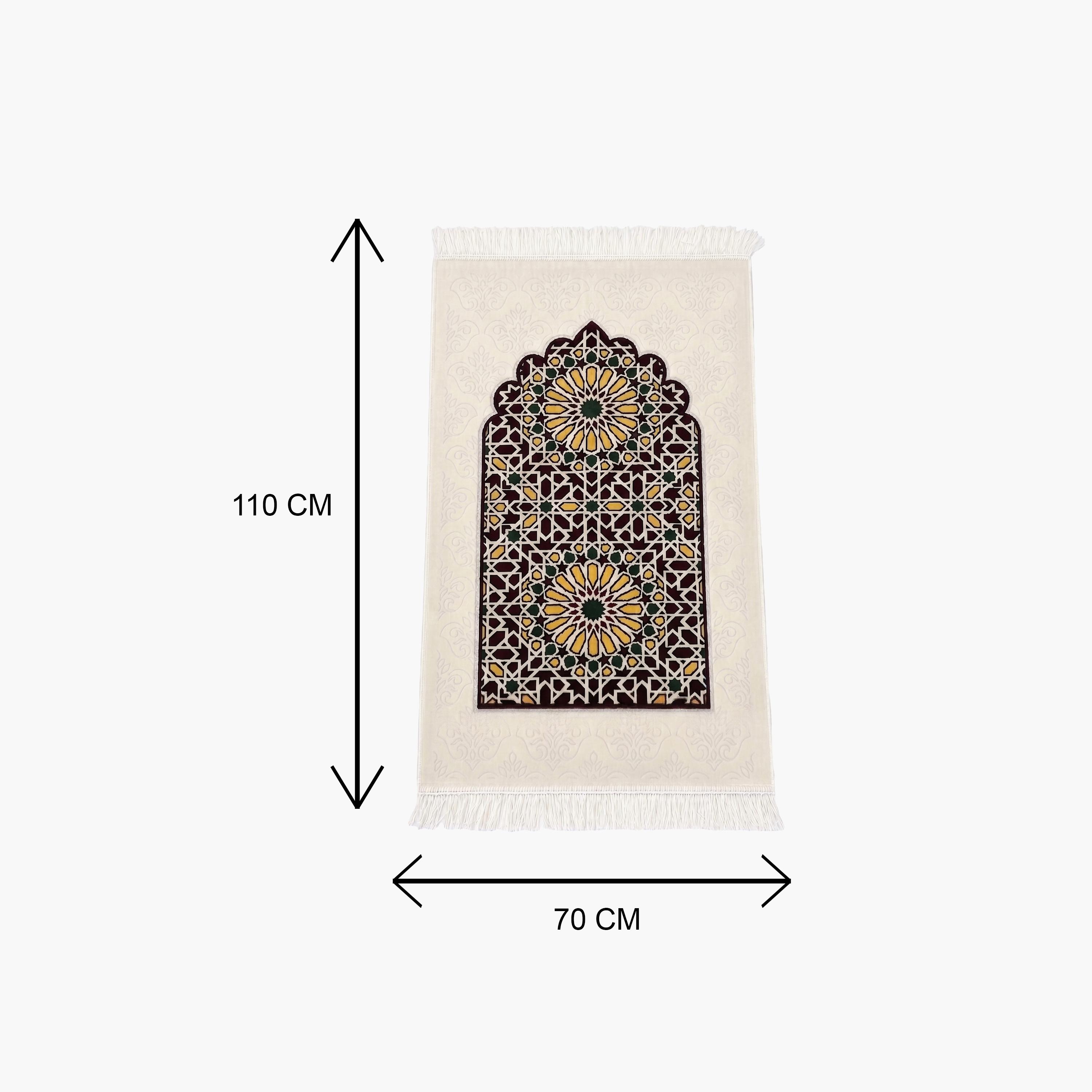 Hadiyath Al Madinah Geometric Arch Prayer Mat 110cm X 70cm-household-rugsandcarpets-prayermats-image-3