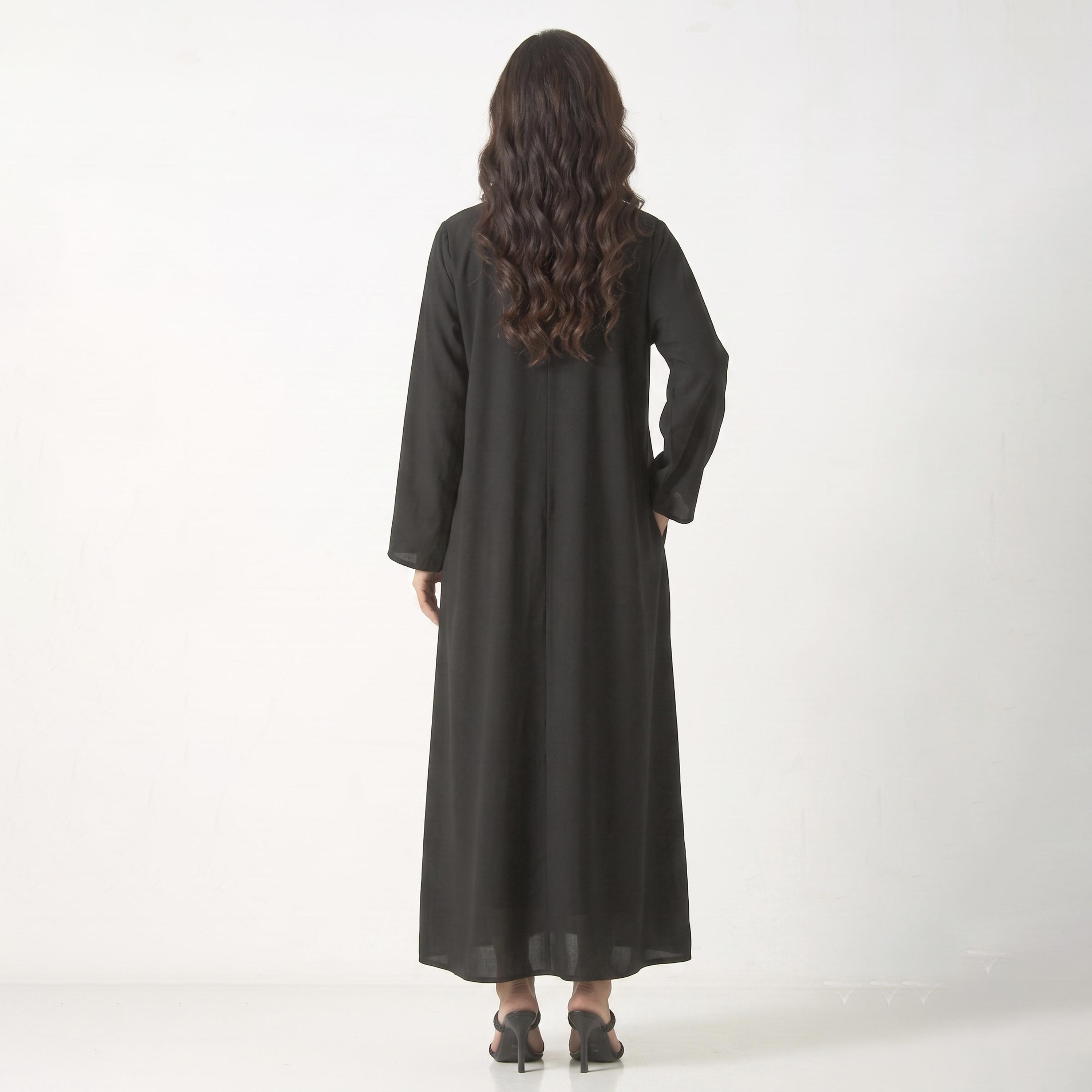 Hadiyath Al Madinah Black Nida Women's Abaya with Hijab-women-arabicclothing-abayas-image-3