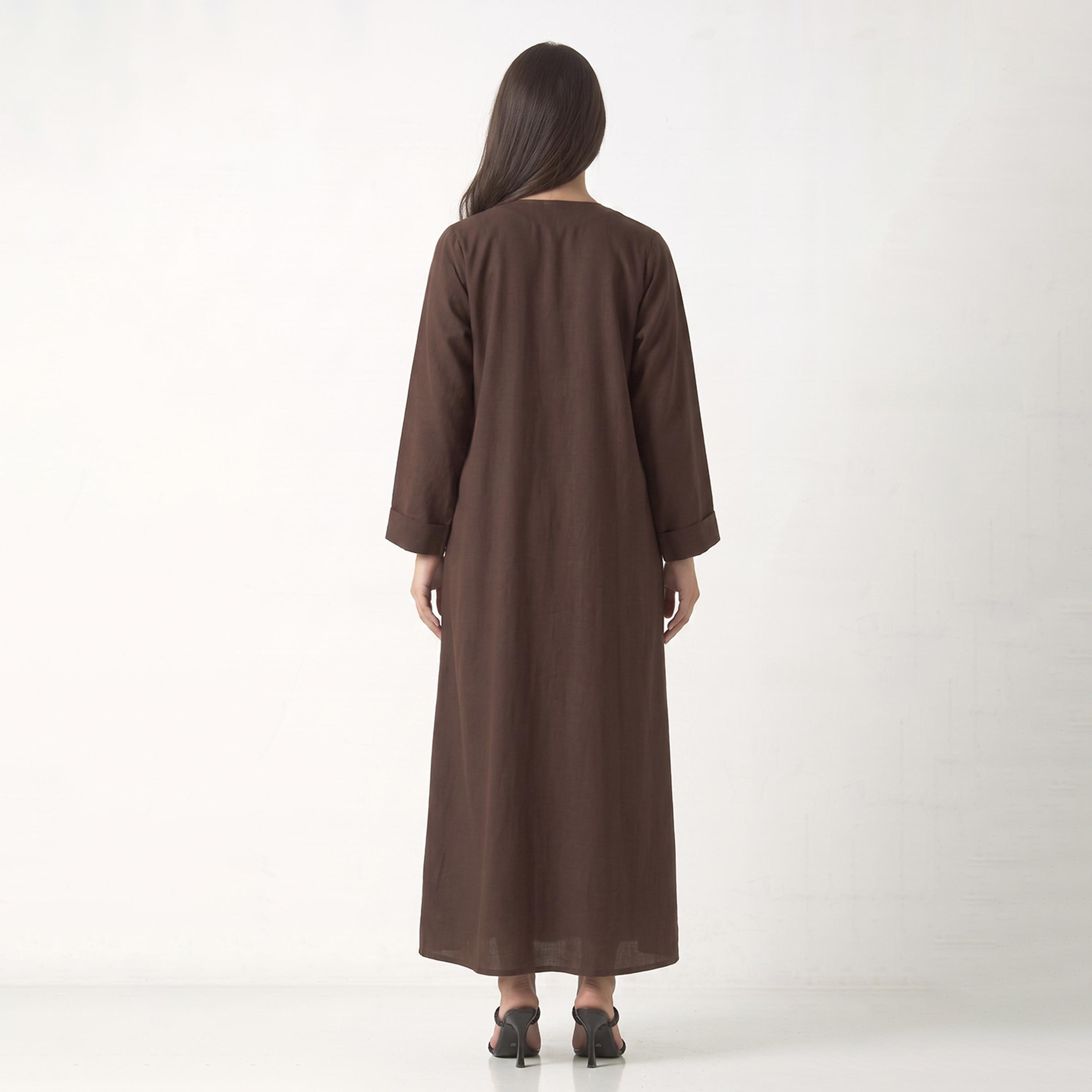 Hadiyath Al Madinah Brown Nida Women's Abaya with Hijab-women-arabicclothing-abayas-image-3