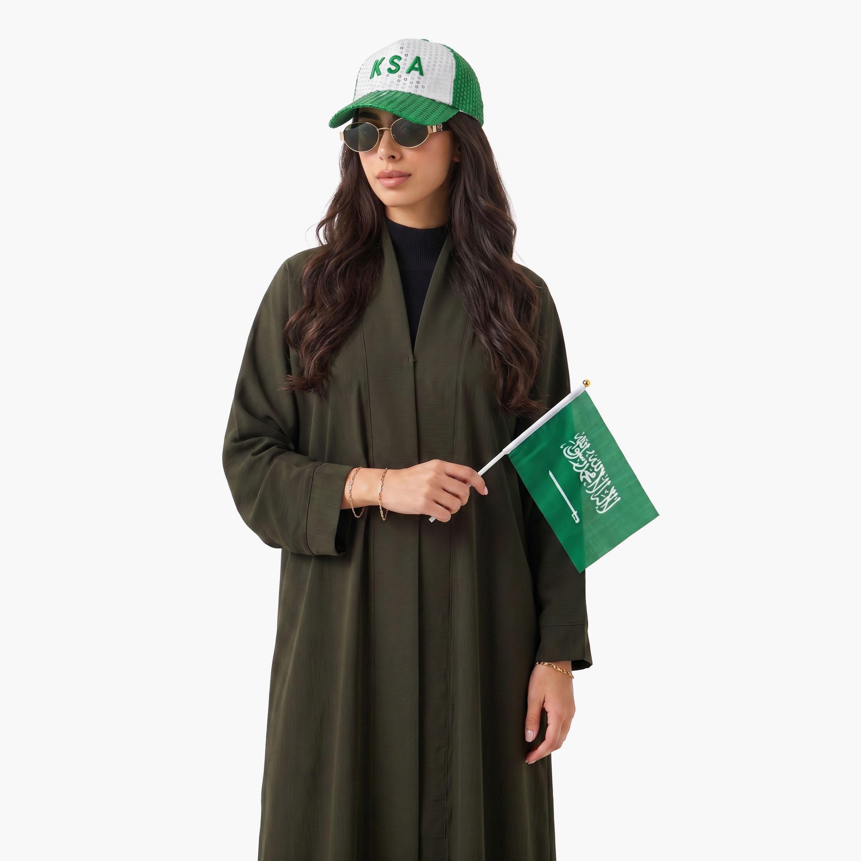 Hadiyath Al Madinah Green Sequin KSA Embroidered Women's National Day Baseball Cap-women-clothingaccessories-capsandhats-image-3