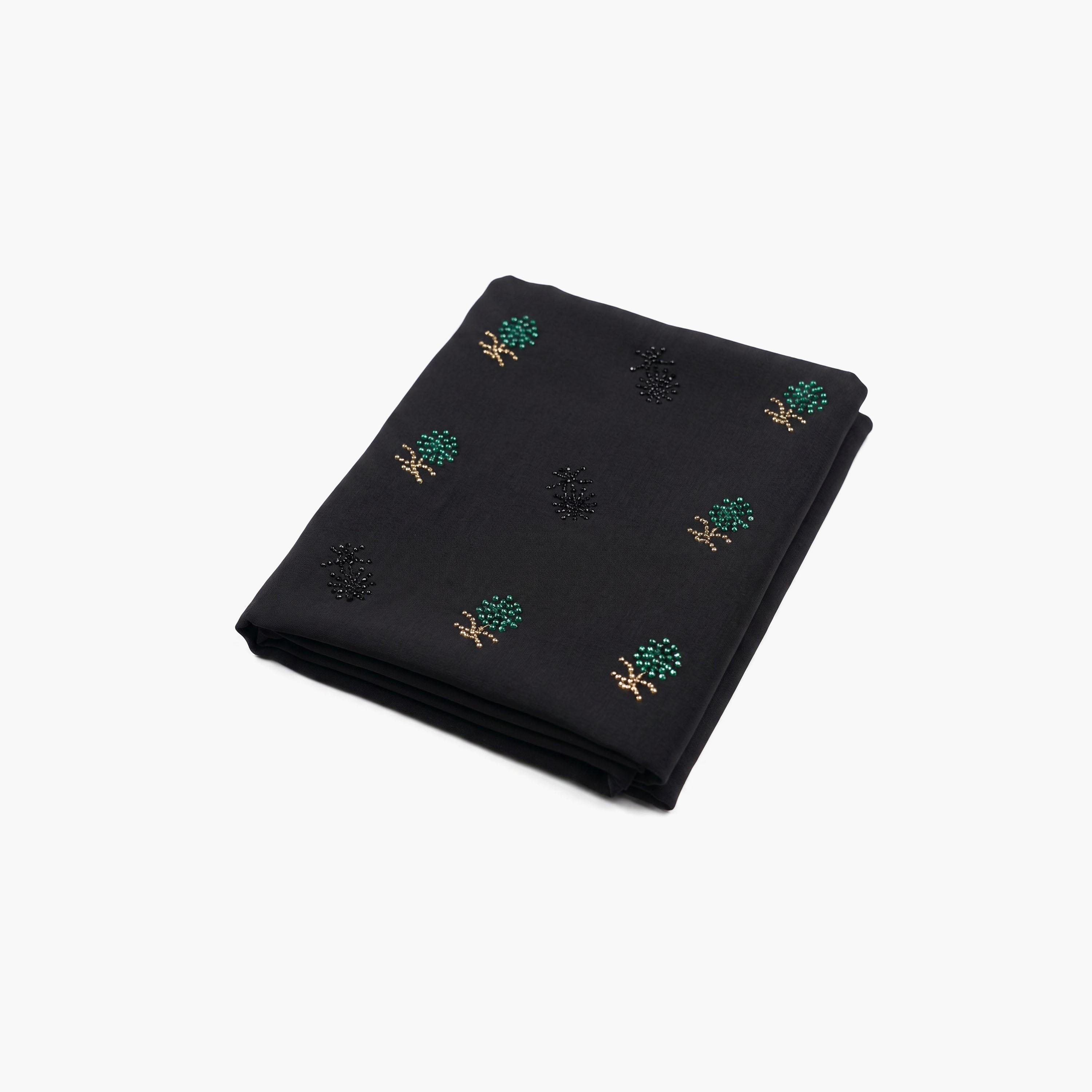 حجاب حريمي لليوم الوطني مزين بالأحجار باللون الأسود من حديث المدينة-women-arabicclothing-headscarf-hijab-image-1