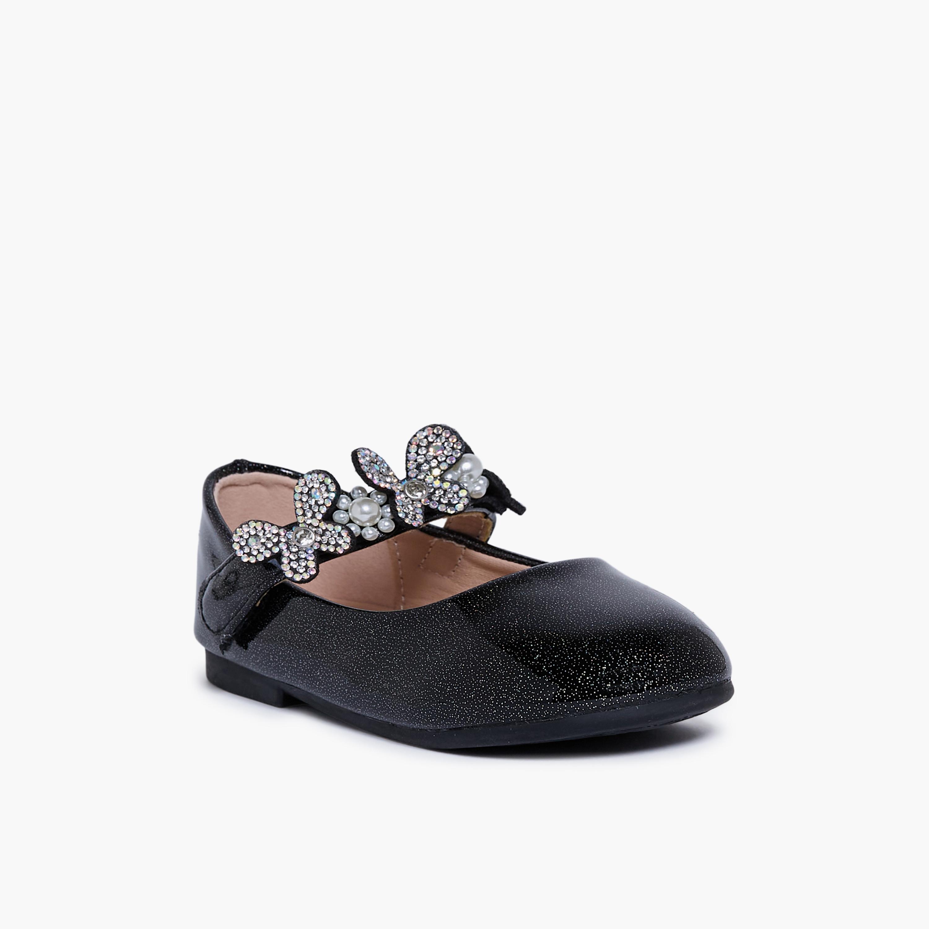 Geoomnii Girls Hook & Loop HeadleiHh Mary Jane | HS0612-6-BLACK-girls-shoes-ballerinas-image-1