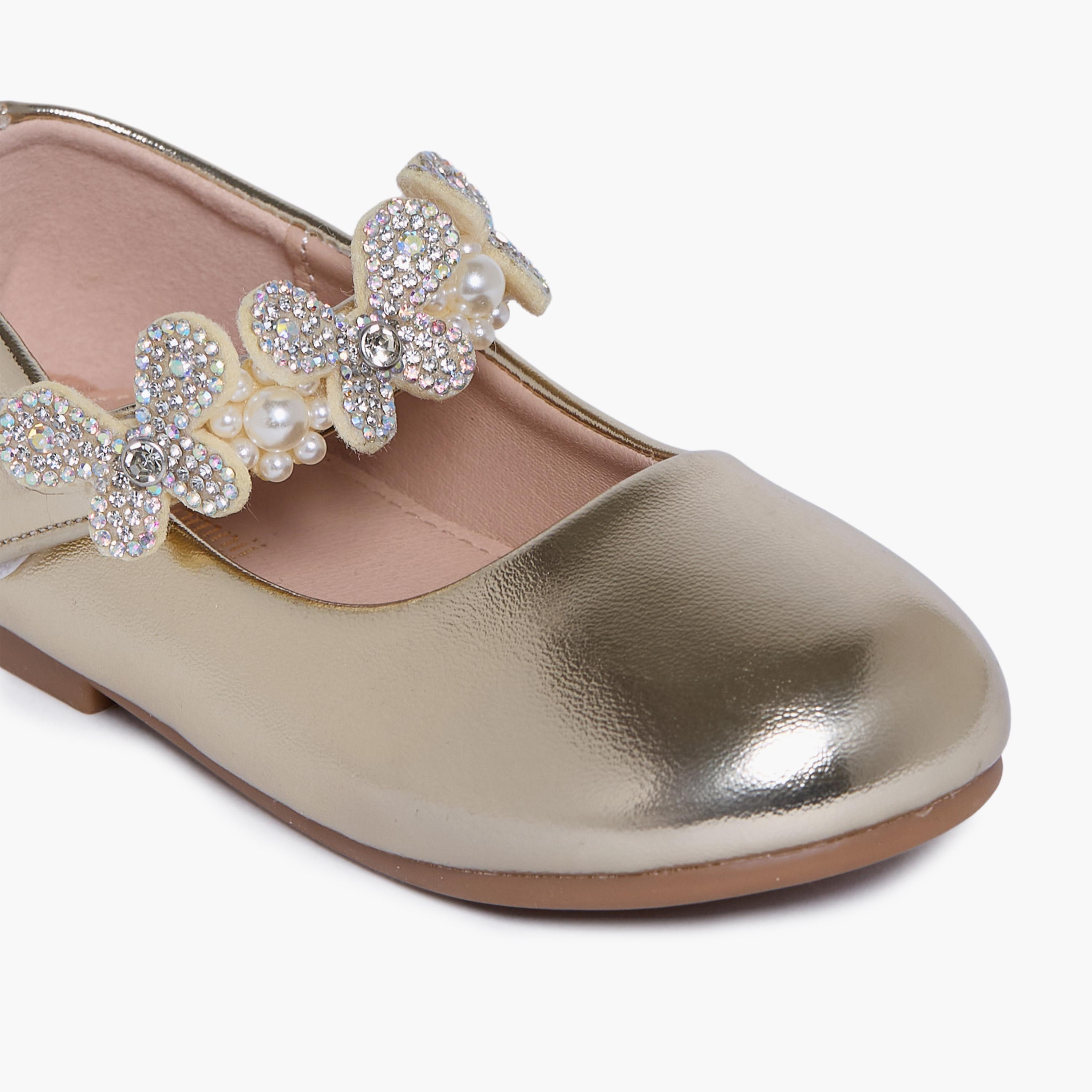 Geoomnii Girls Hook & Loop Neateashea Mary Jane | HS0612-6-GOLD-girls-shoes-ballerinas-image-2
