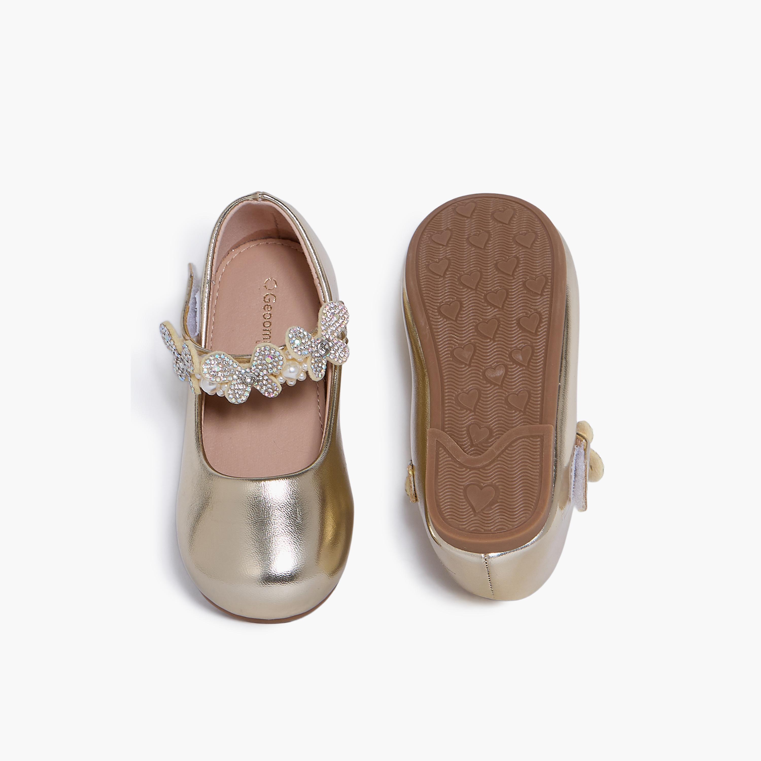 جيومني - حذاء ماري جين نيتيشيا مشبك وحلقة للبنات | HS0612-6-GOLD-girls-shoes-ballerinas-image-3