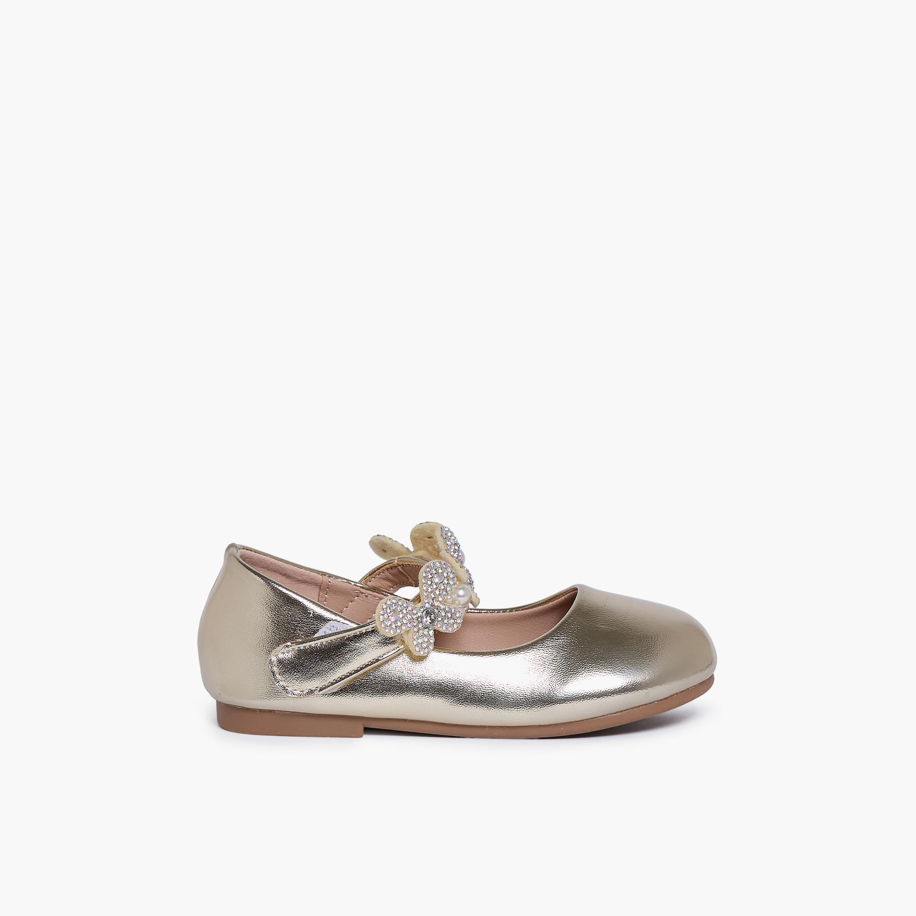 Geoomnii Girls Hook & Loop Neateashea Mary Jane | HS0612-6-GOLD-girls-shoes-ballerinas-image-4