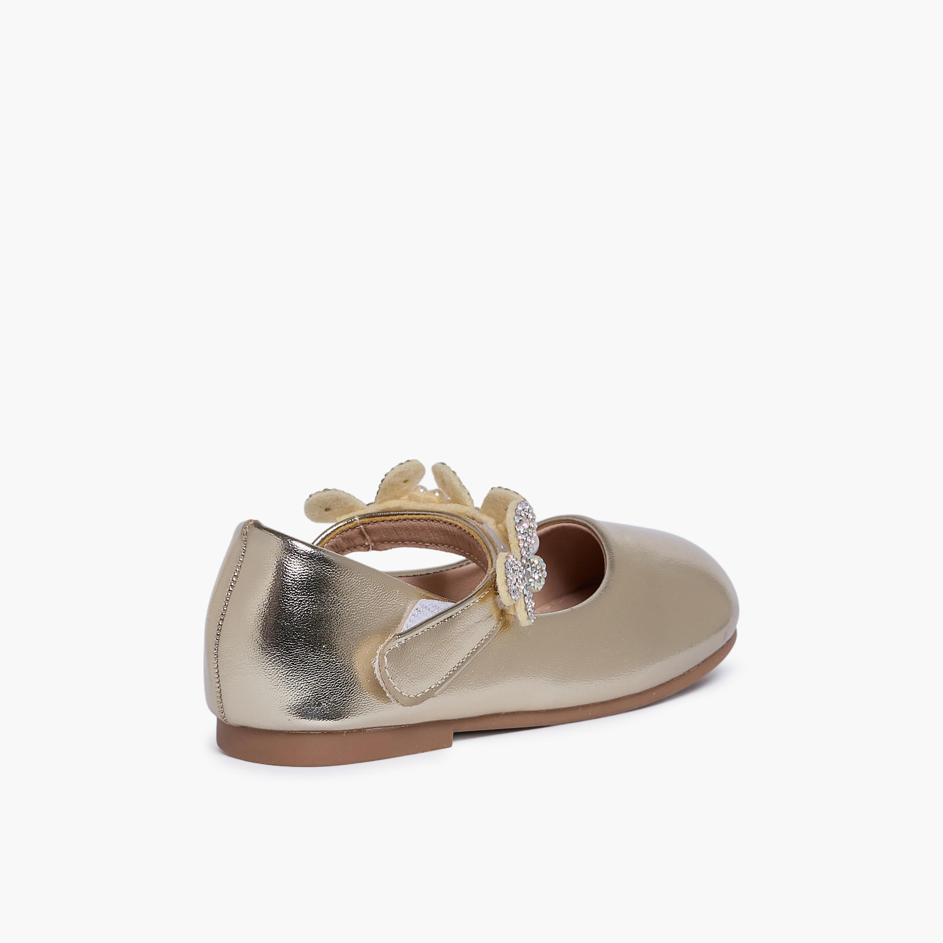 Geoomnii Girls Hook & Loop Neateashea Mary Jane | HS0612-6-GOLD-girls-shoes-ballerinas-image-5