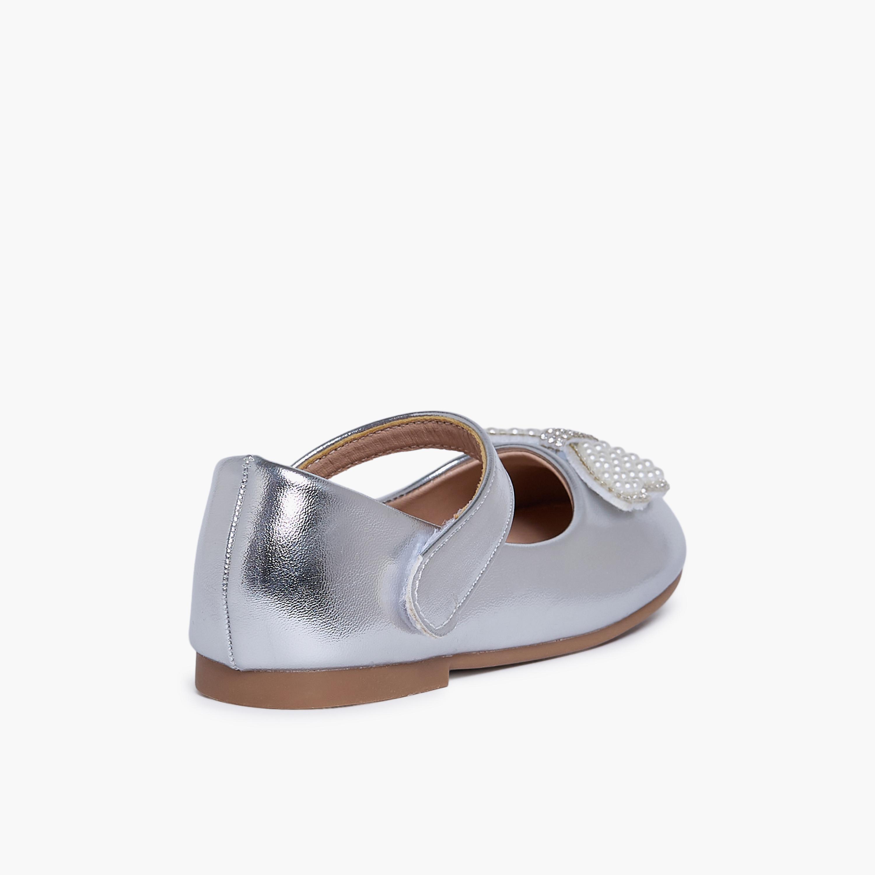 Geoomnii Girls Hook & Loop IndiHo Mary Jane | HS0612-6-SILVER-girls-shoes-ballerinas-image-5