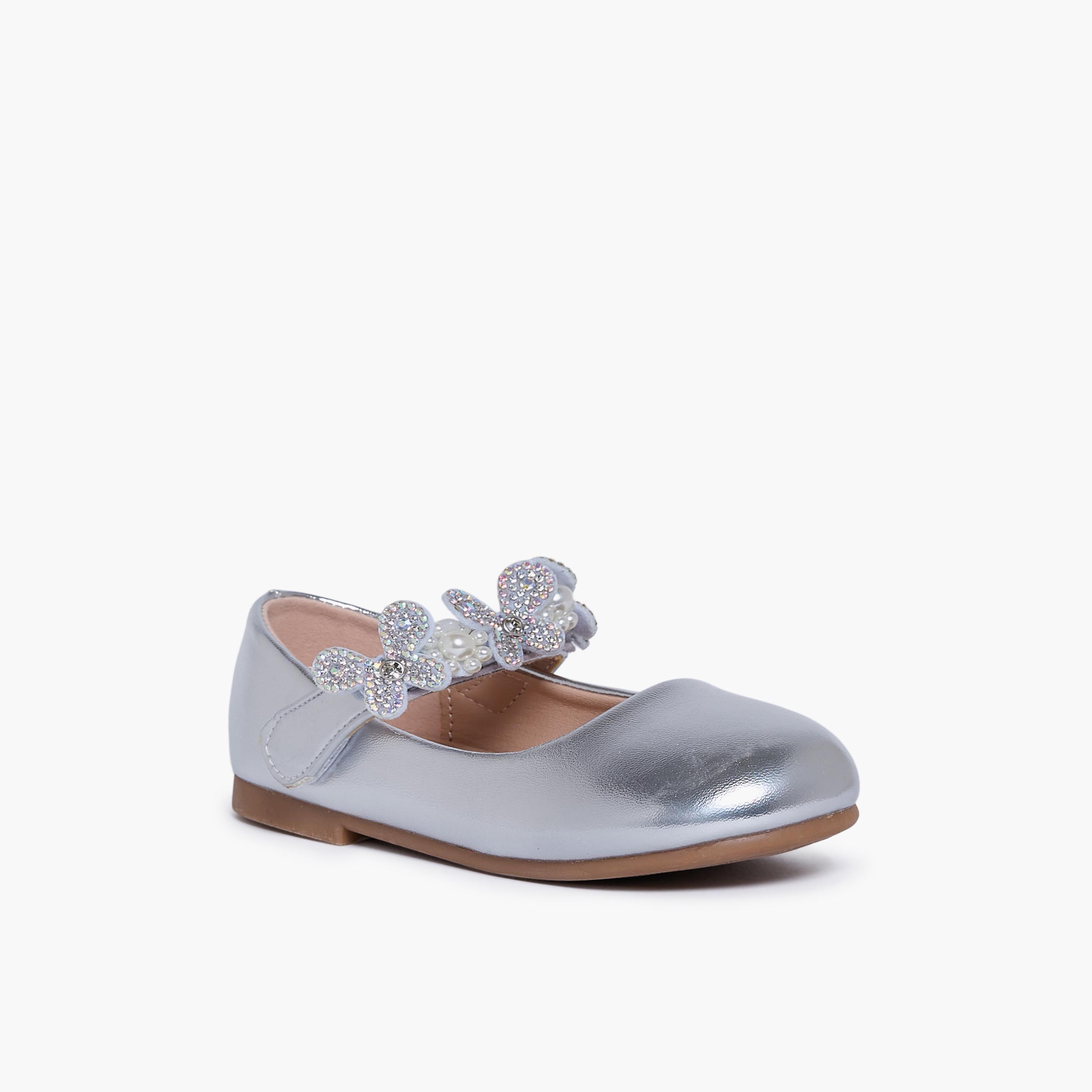 جيومني - حذاء ماري جين سيمون مشبك وحلقة للبنات | HS0612-7-SILVER-girls-shoes-ballerinas-image-1