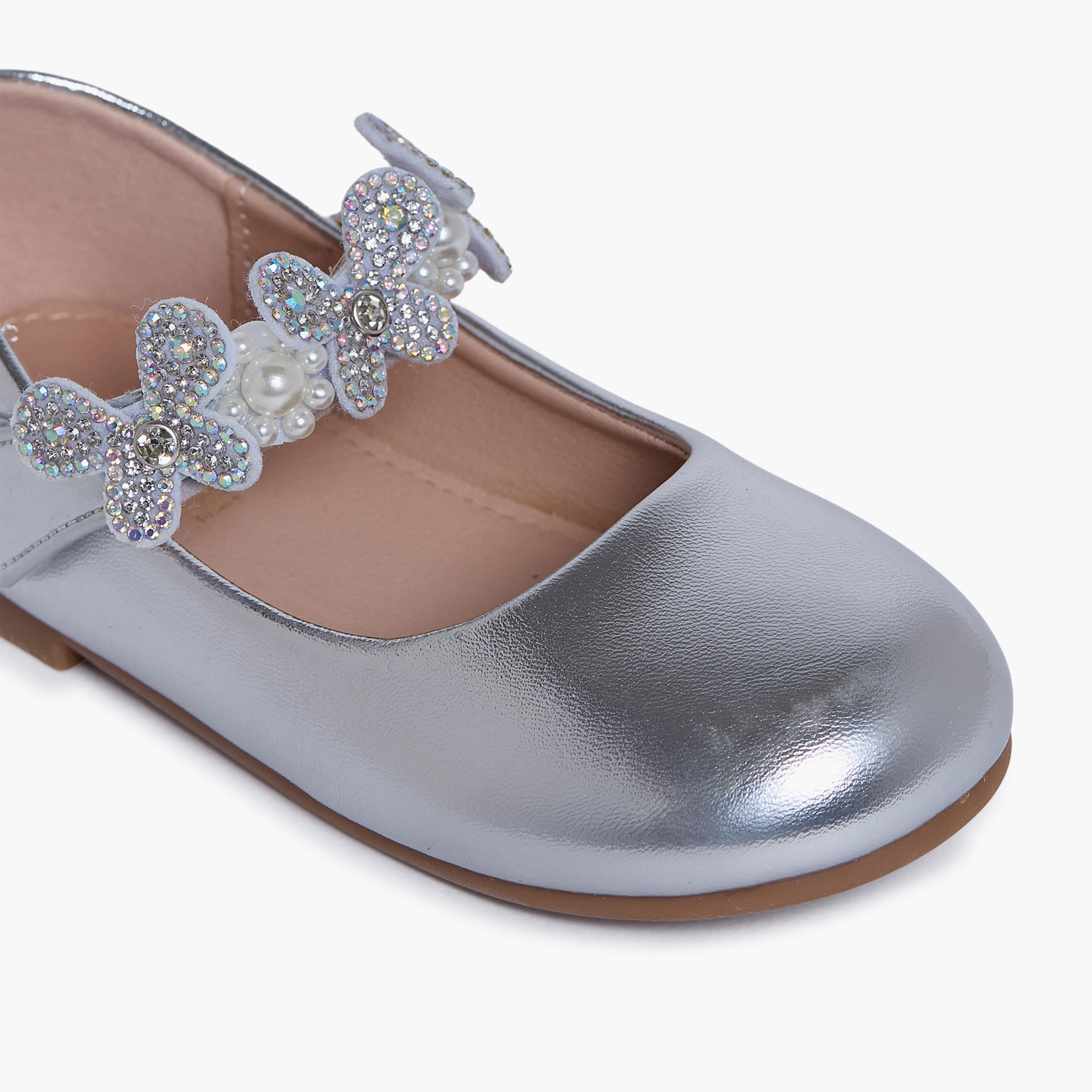 جيومني - حذاء ماري جين سيمون مشبك وحلقة للبنات | HS0612-7-SILVER-girls-shoes-ballerinas-image-2