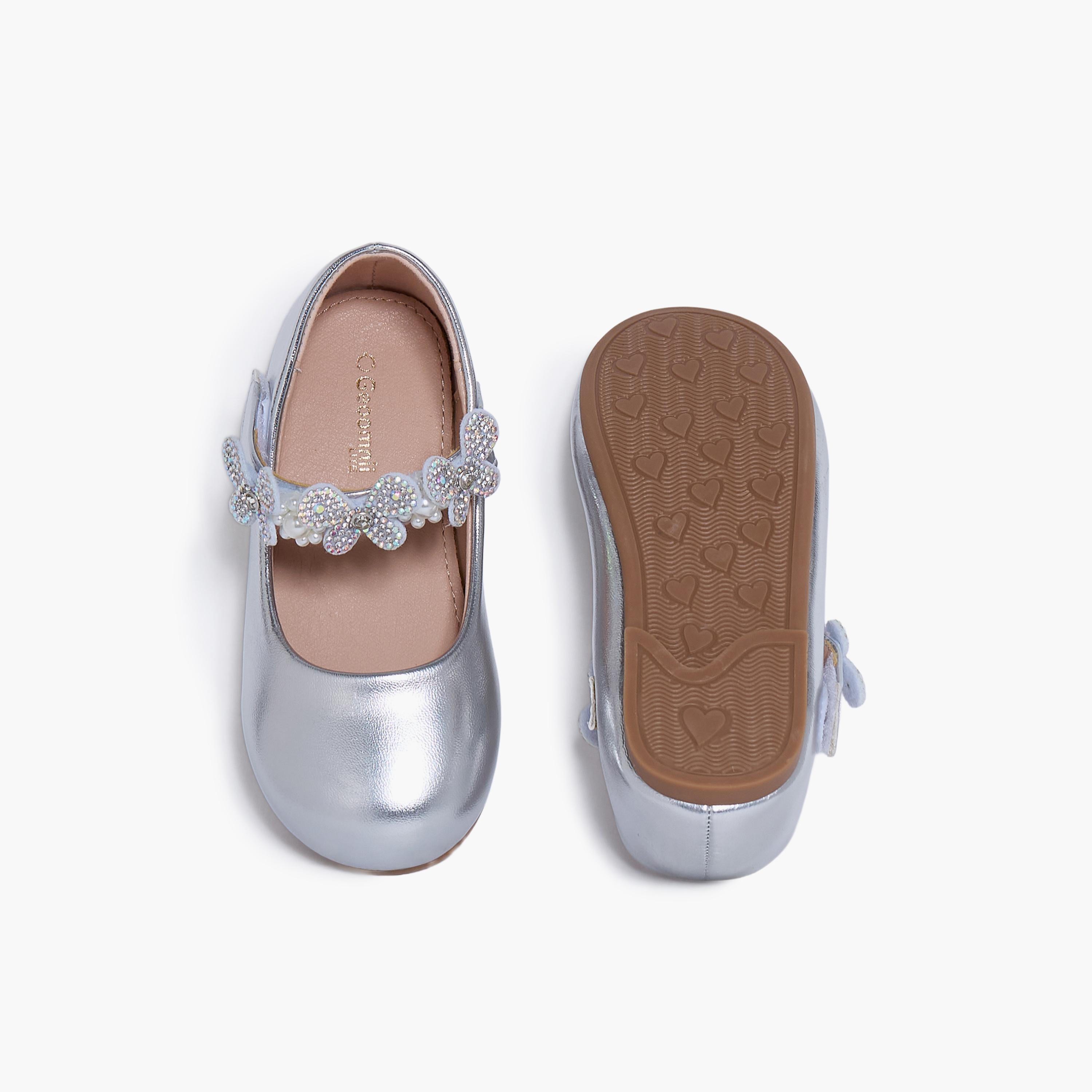 جيومني - حذاء ماري جين سيمون مشبك وحلقة للبنات | HS0612-7-SILVER-girls-shoes-ballerinas-image-3