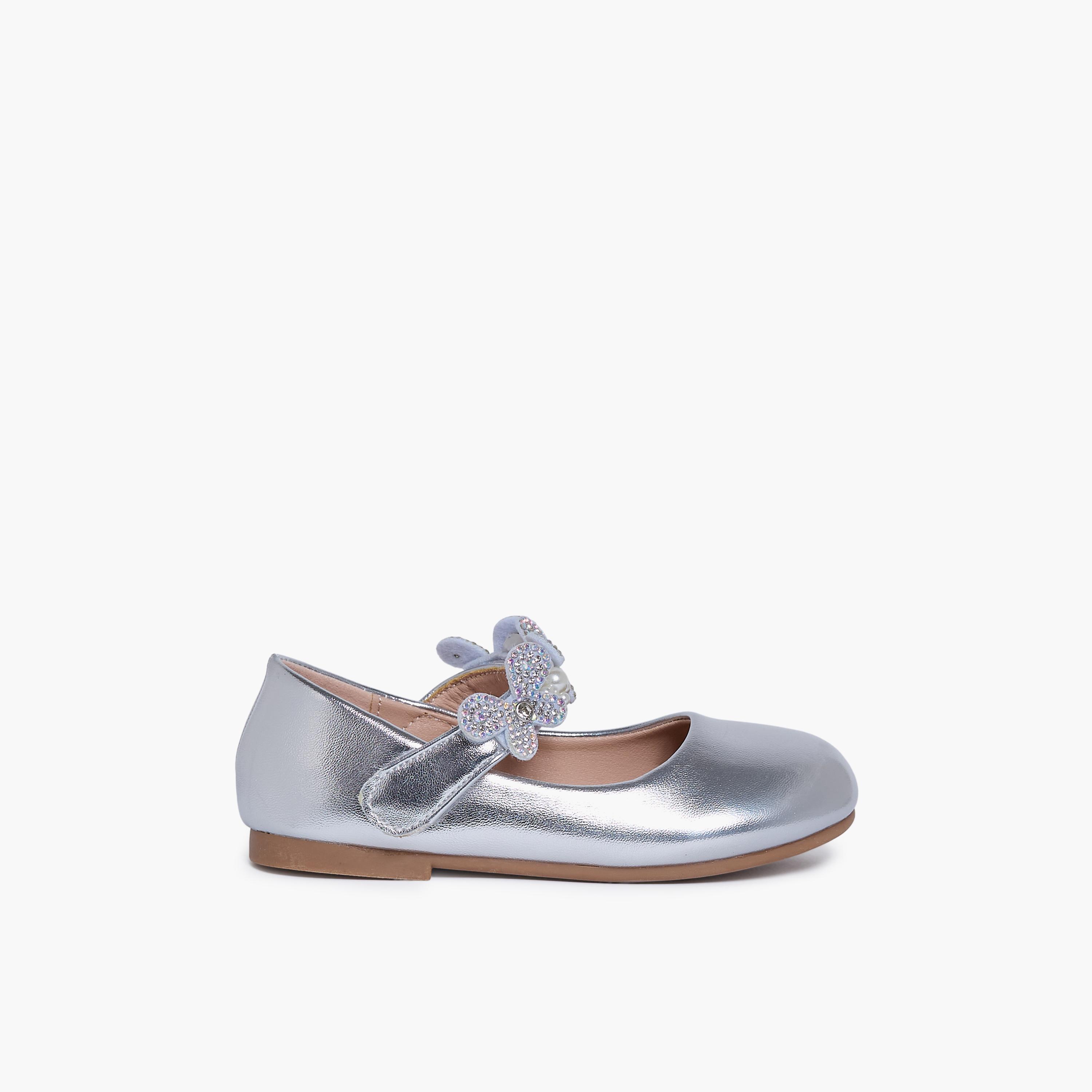 جيومني - حذاء ماري جين سيمون مشبك وحلقة للبنات | HS0612-7-SILVER-girls-shoes-ballerinas-image-4