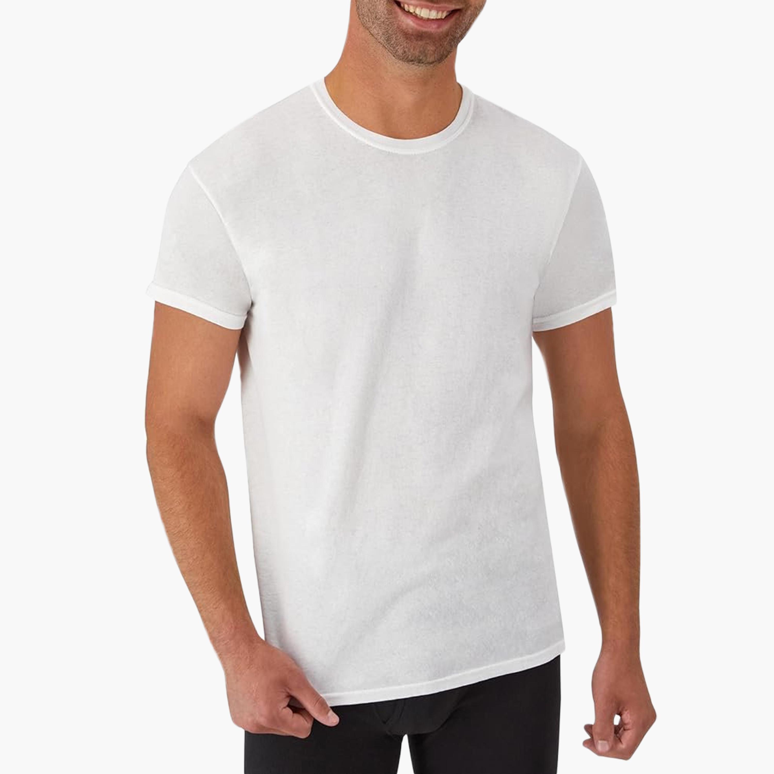 Hanes Pack of 3 Plain Round Neck Short Sleeves Men's Under T-Shirt-men-clothing-innerwear-vests-image-2