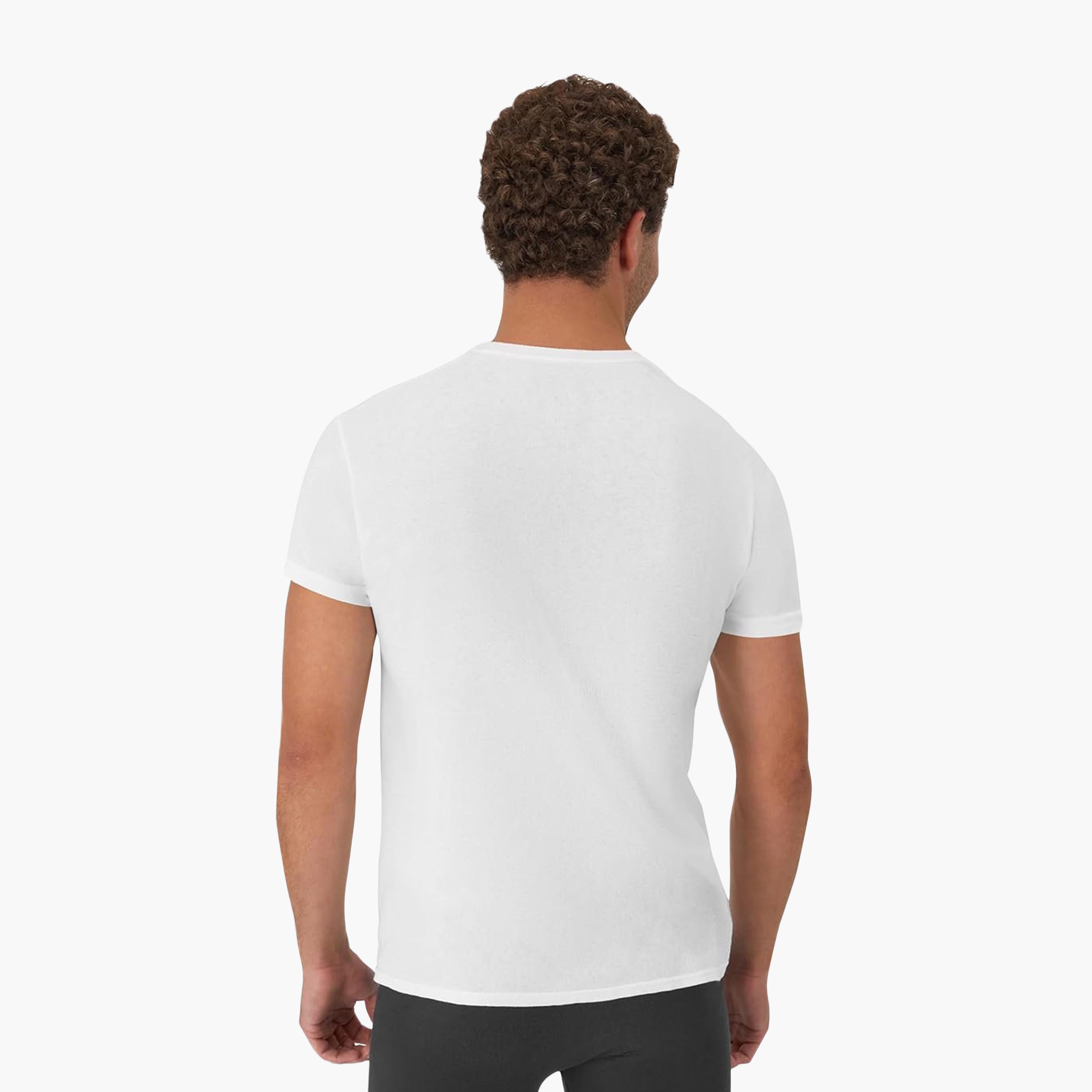 Hanes Pack of 3 Plain Round Neck Short Sleeves Men's Under T-Shirt-men-clothing-innerwear-vests-image-3