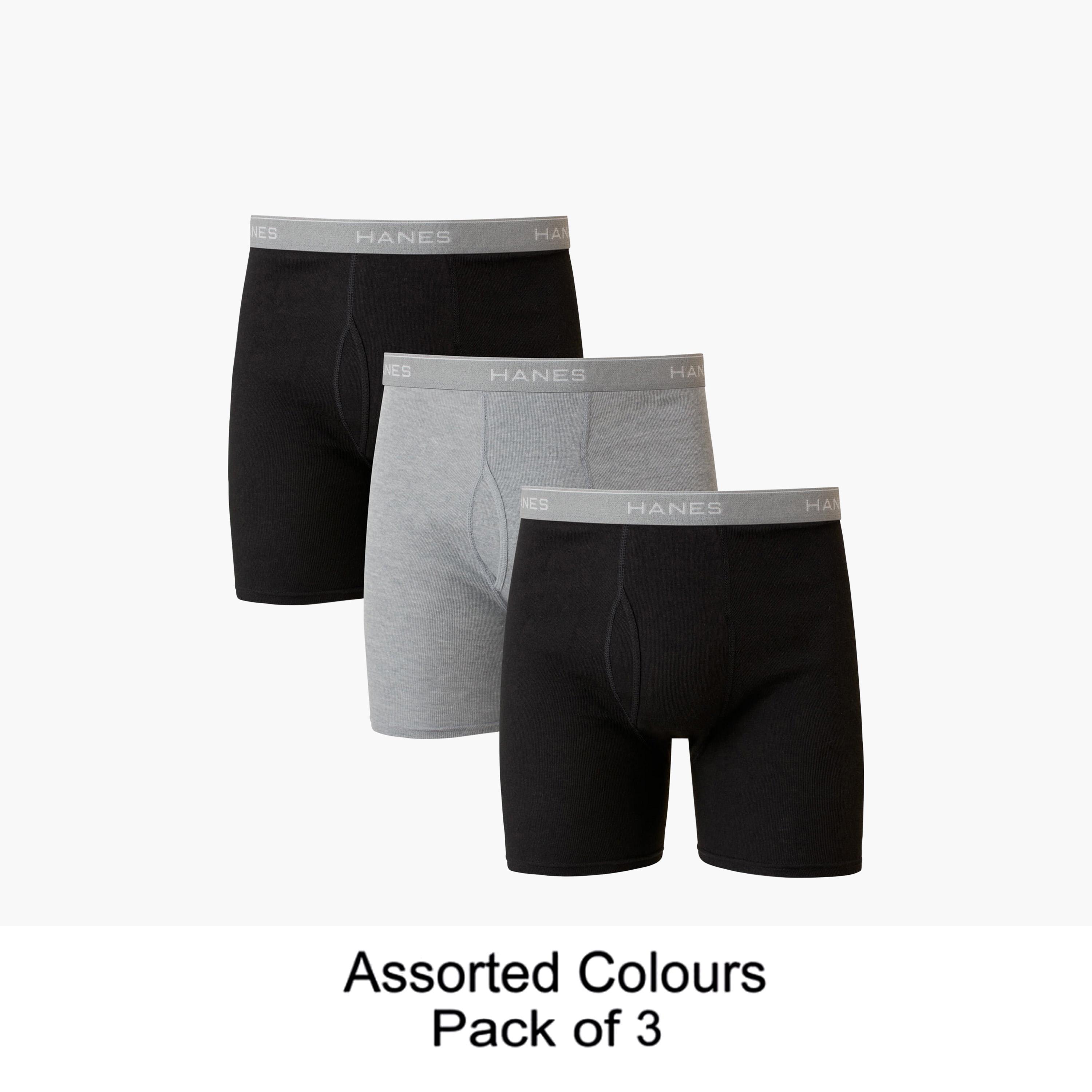 Hanes Assorted Pack of 3 Plain Men's Boxer Briefs-men-clothing-innerwear-underwear-image-1