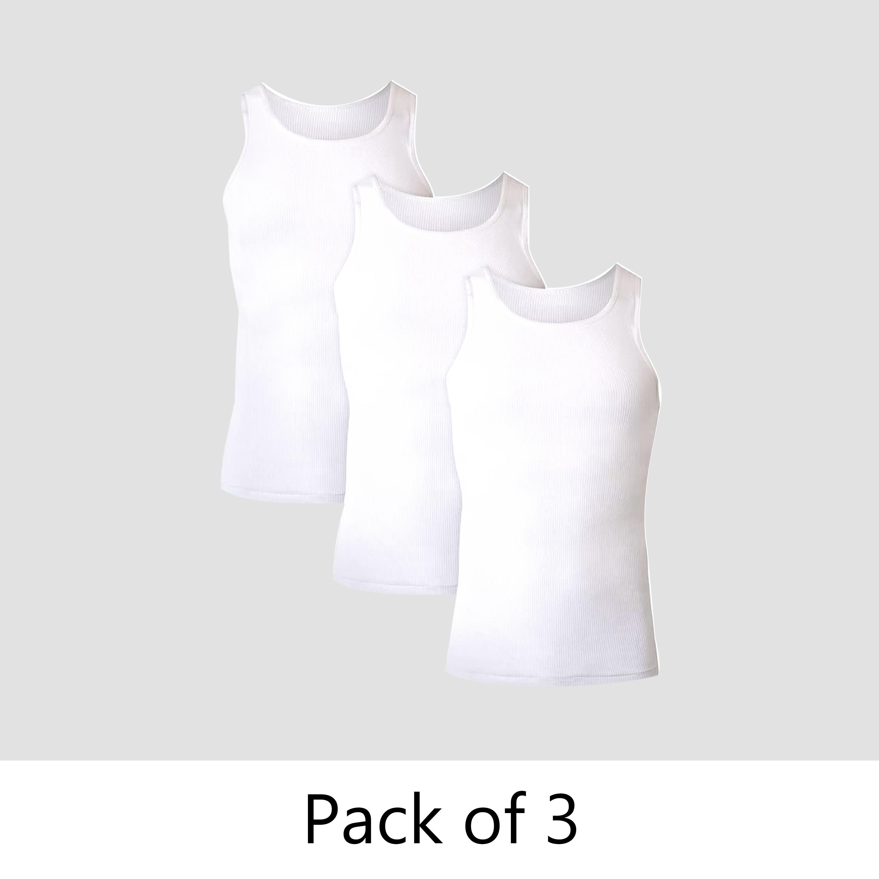 Hanes Pack of 3 Plain Round Neck Sleeveless Men's Vest-men-clothing-innerwear-vests-image-1