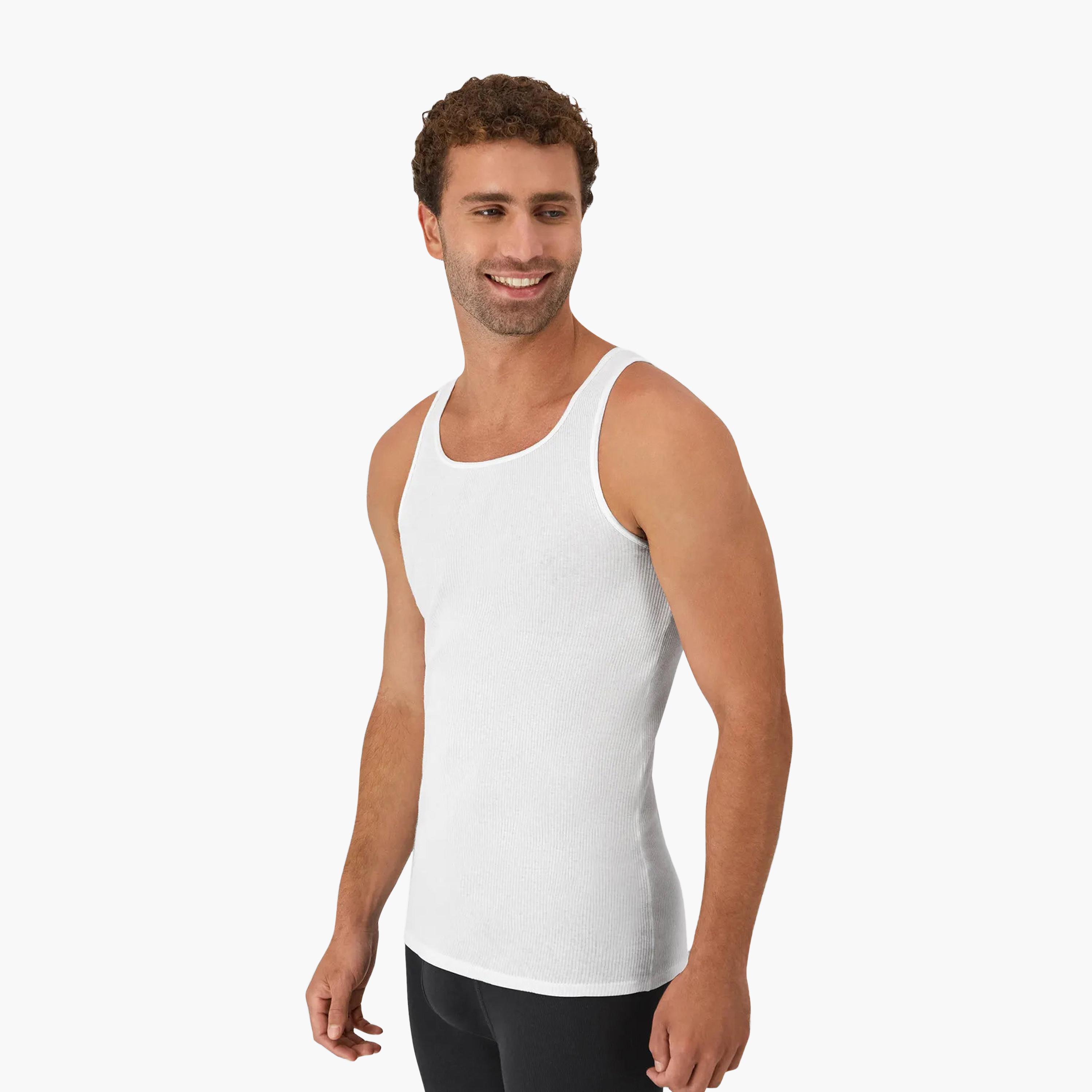 Hanes Pack of 3 Plain Round Neck Sleeveless Men's Vest-men-clothing-innerwear-vests-image-4