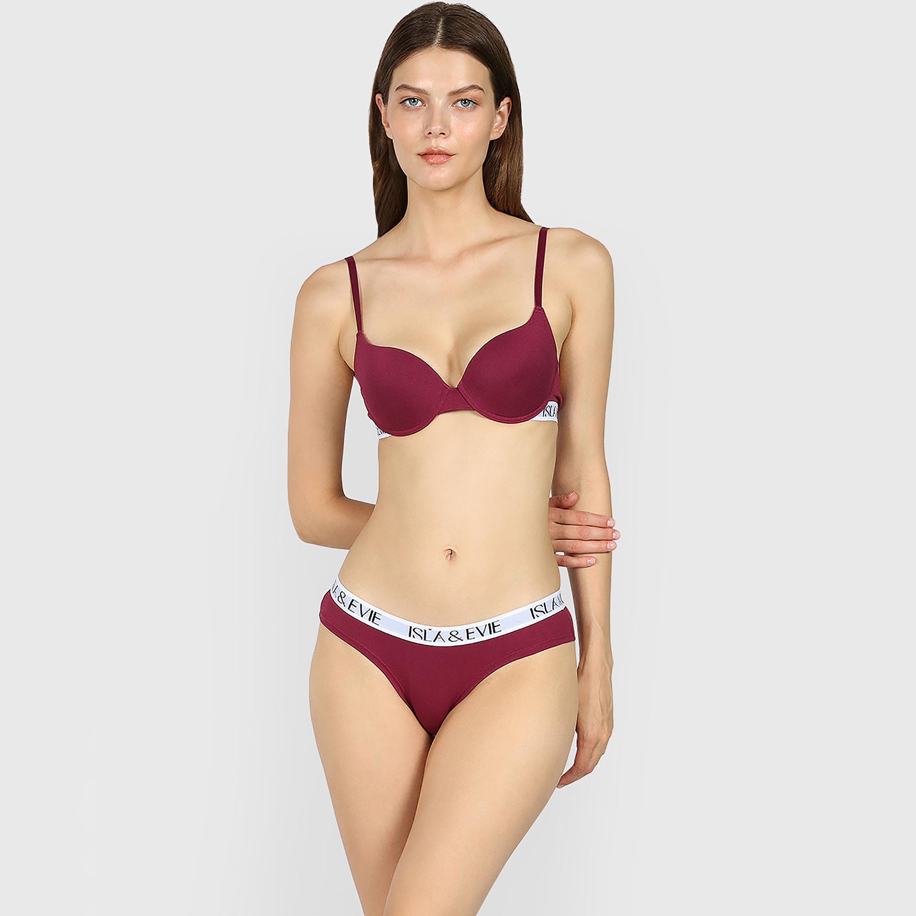 حمالة صدر نسائية مبطنة بتصميم تي شيرت تريند بالقطن برباط ودعم متوسط من إيسلا اند إيفي-women-clothing-lingerie-bras-image-3