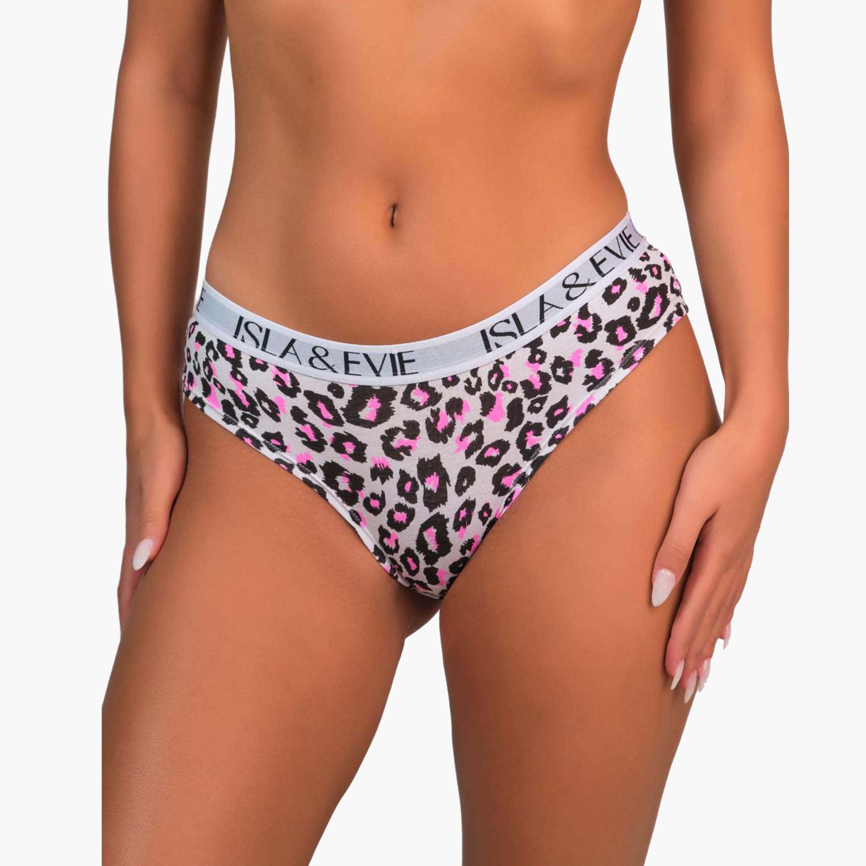 Isla & Evie Trendy Grey Animal Print Medium Coverage Women's Cheeky Panties-women-clothing-lingerie-panties-image-1