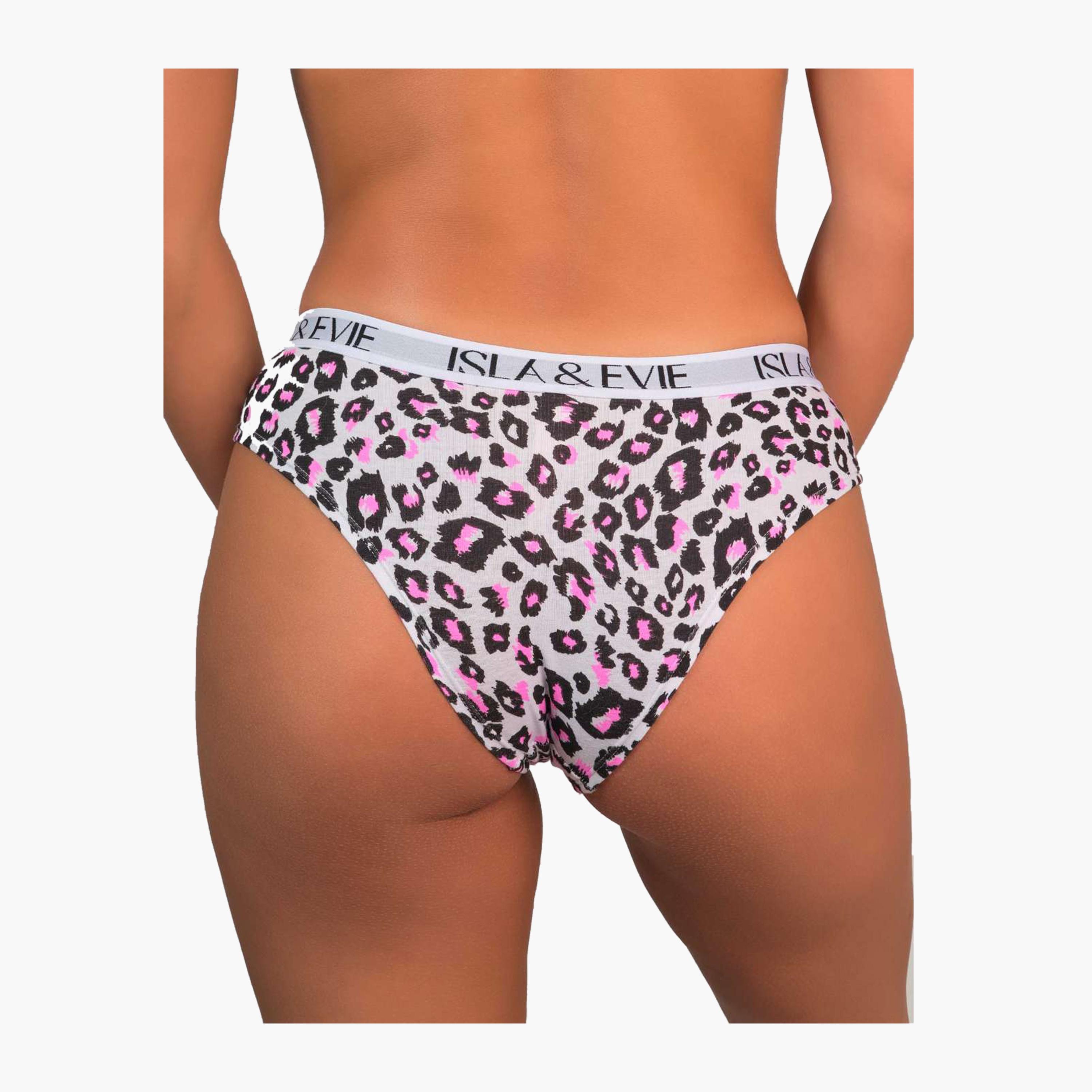 Isla & Evie Trendy Grey Animal Print Medium Coverage Women's Cheeky Panties-women-clothing-lingerie-panties-image-4