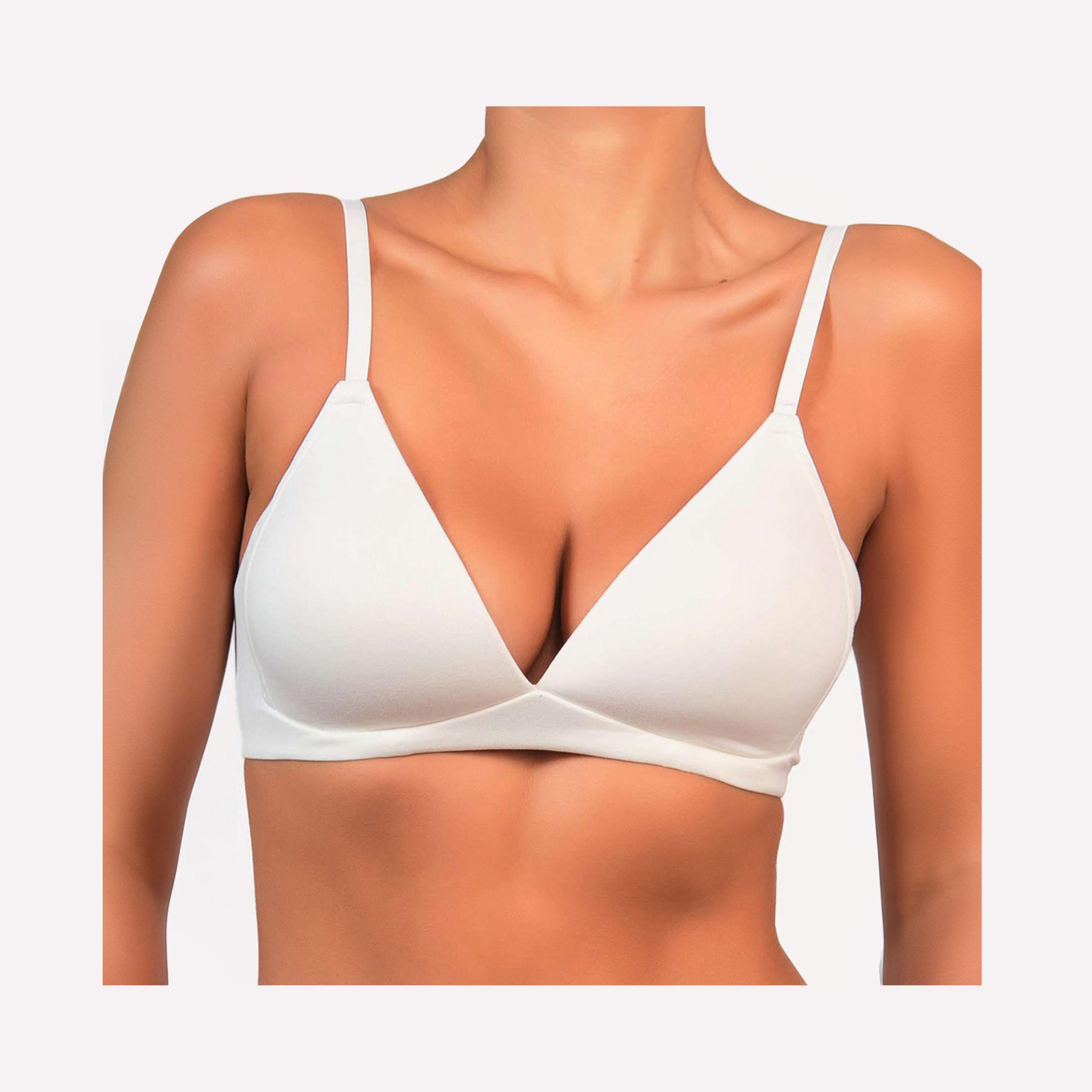 Isla & Evie Comfortable Everyday White Non-Wired Light Support Padded Women's Plunge Bra-women-clothing-lingerie-bras-image-1