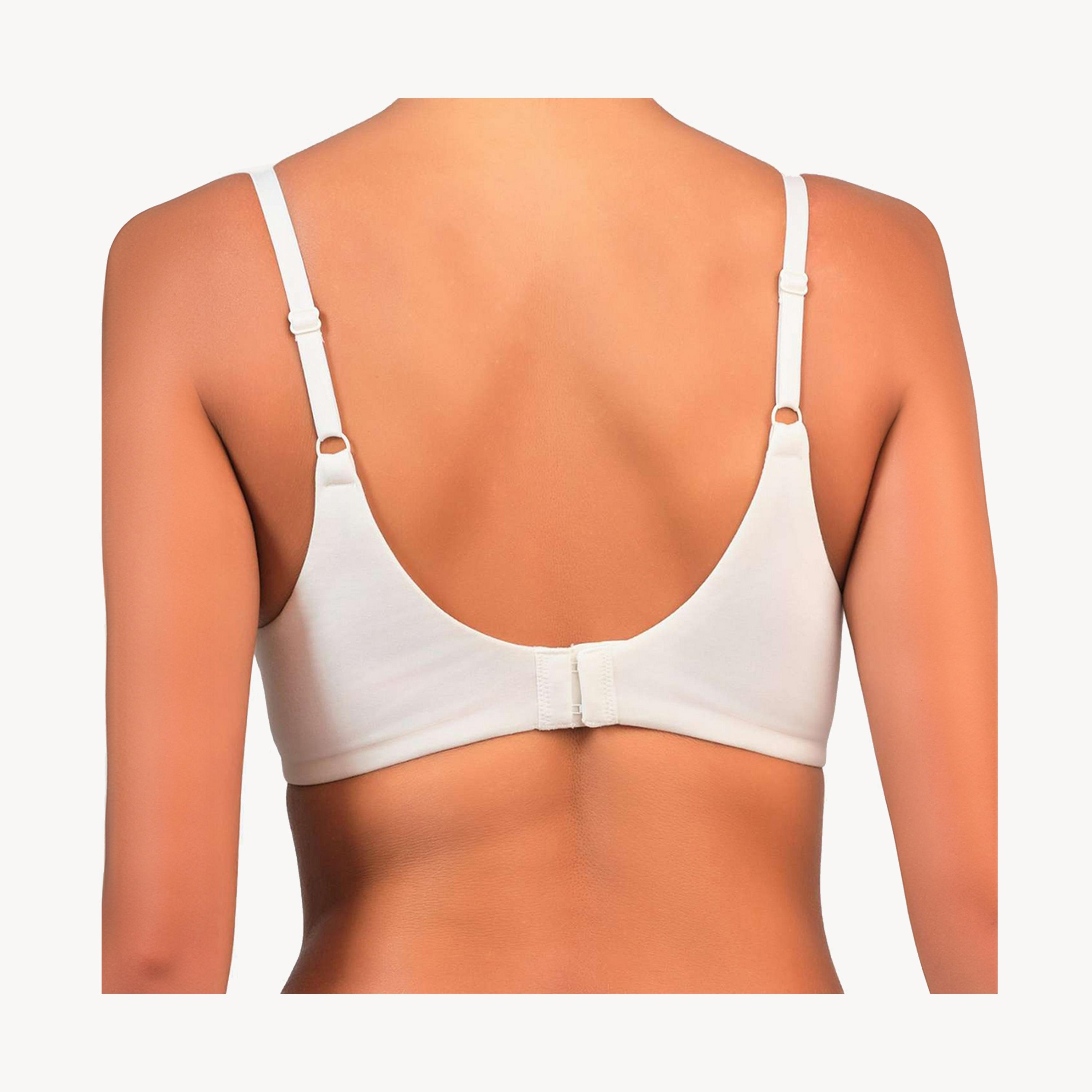 Isla & Evie Comfortable Everyday White Non-Wired Light Support Padded Women's Plunge Bra-women-clothing-lingerie-bras-image-3