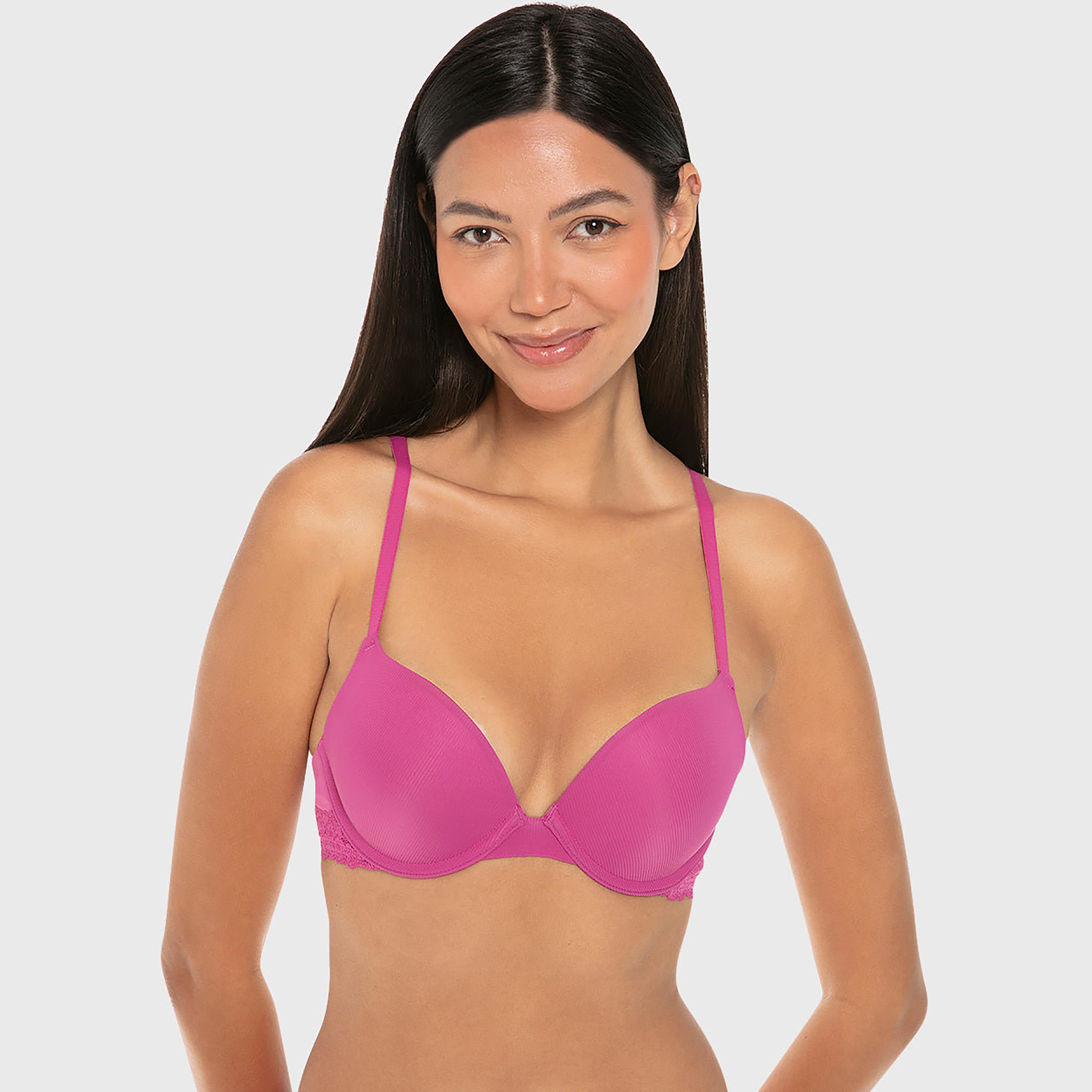 Isla & Evie Ribbed Wired Medium Support Padded Women's Push-Up Plunge Bra-women-clothing-lingerie-bras-image-1