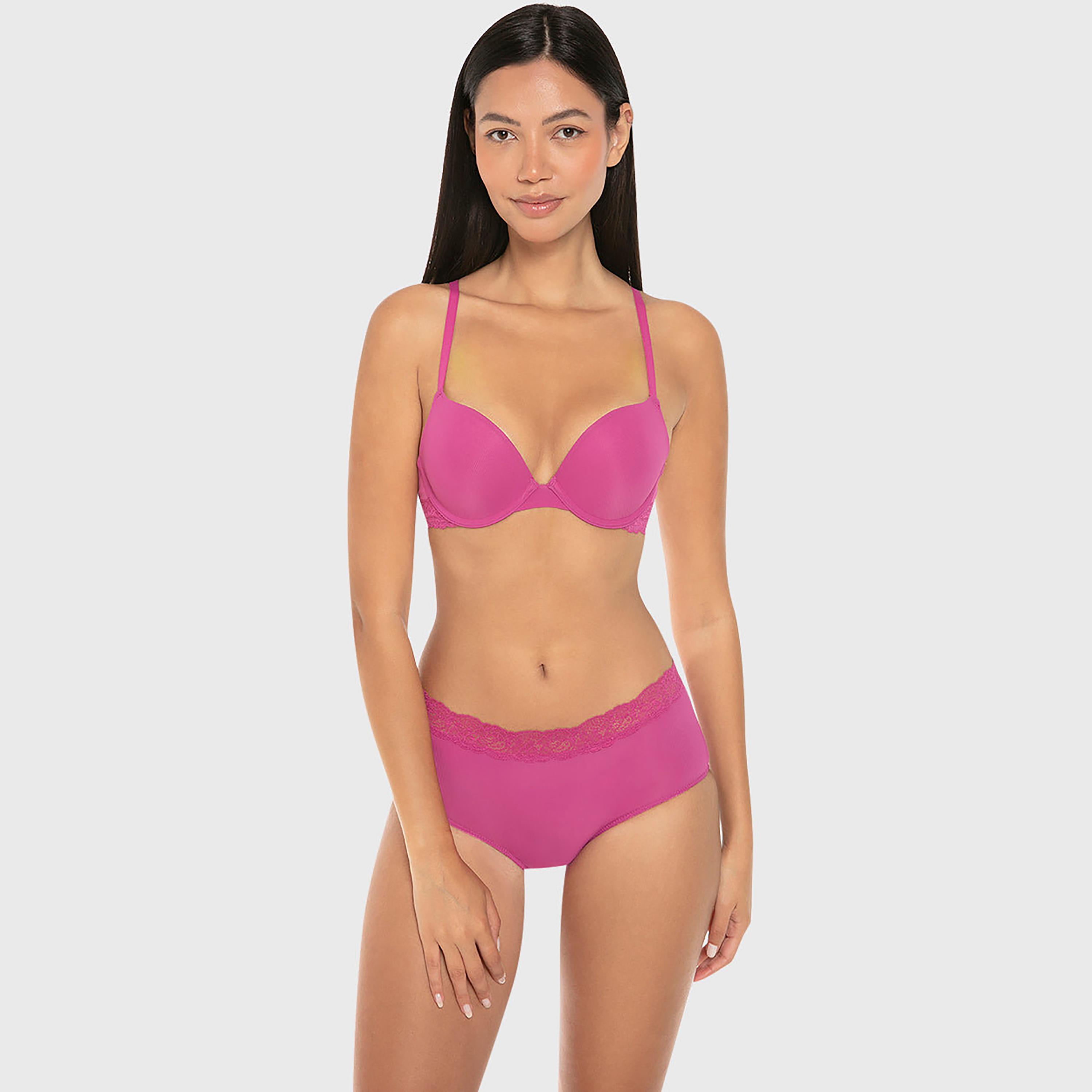 Isla & Evie Ribbed Wired Medium Support Padded Women's Push-Up Plunge Bra-women-clothing-lingerie-bras-image-3