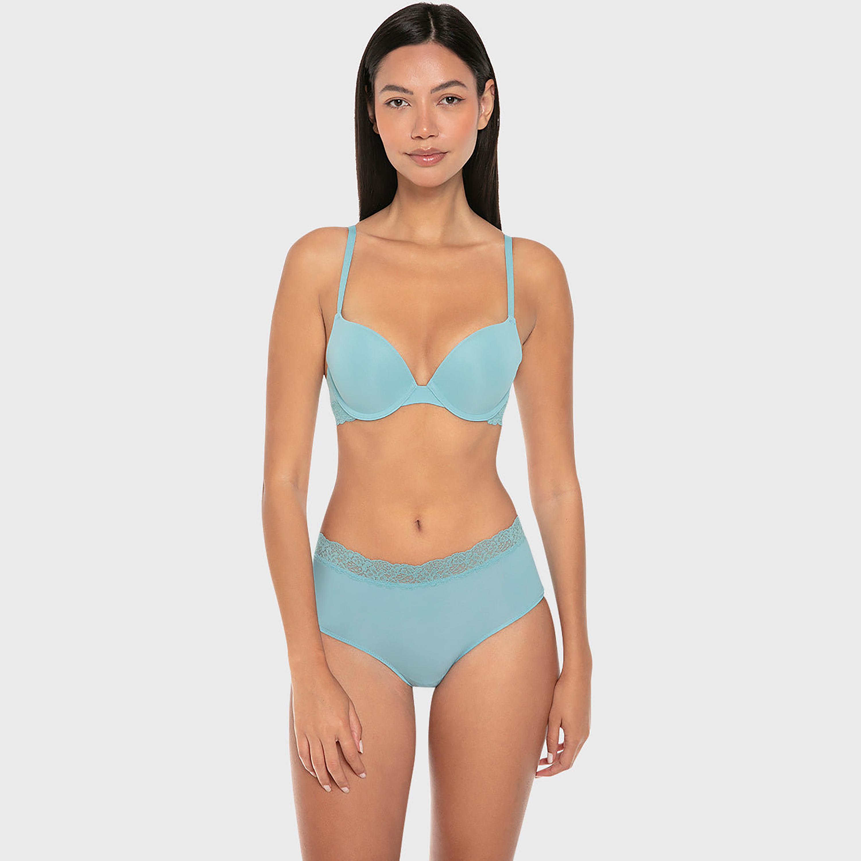Isla & Evie Ribbed Wired Medium Support Padded Women's Push-Up Plunge Bra-women-clothing-lingerie-bras-image-3