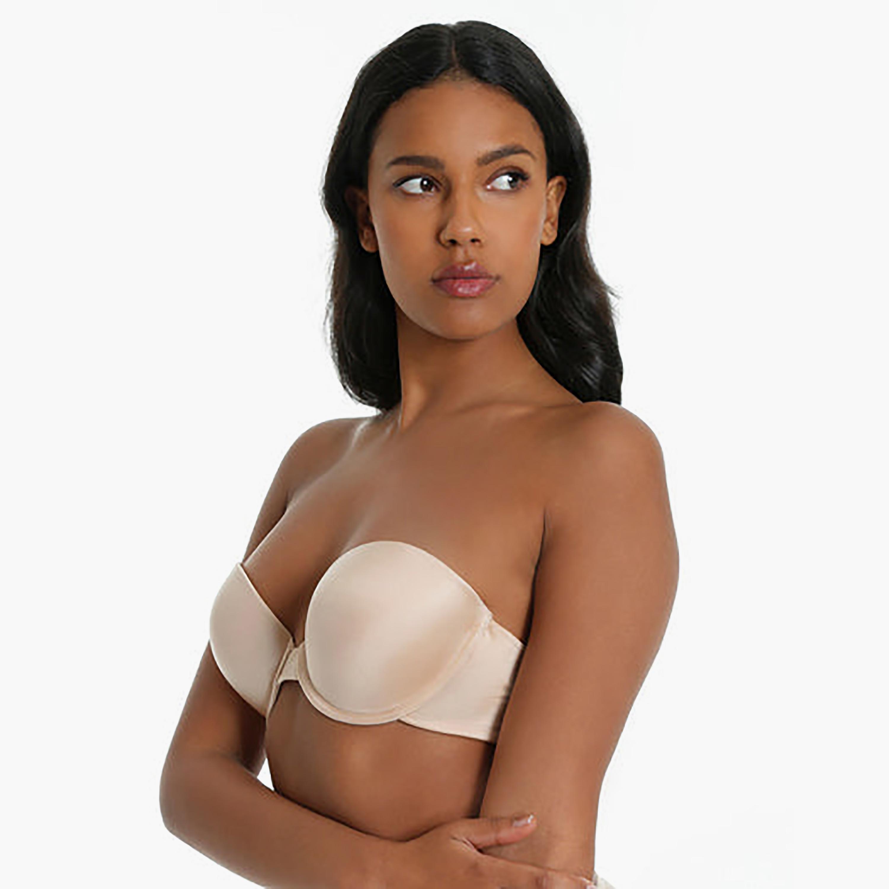 Isla & Evie Typographic Cream Wired Medium Support Padded Women's Versatile 6 Way Plunge Bra-women-clothing-lingerie-bras-image-3