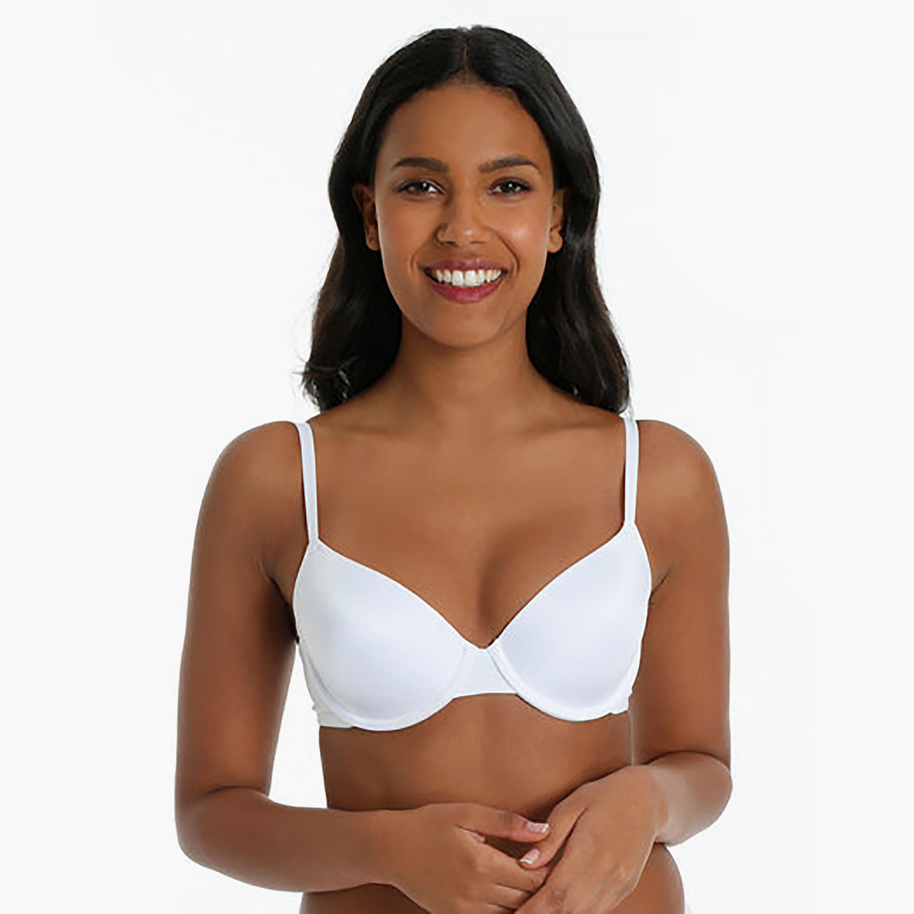 حمالة صدر تيشيرت نسائية إيفريداي بيضاء مبطنة بشكل خفيف وسلكية متوسطة الدعم من لا سينزا-women-clothing-lingerie-bras-image-1