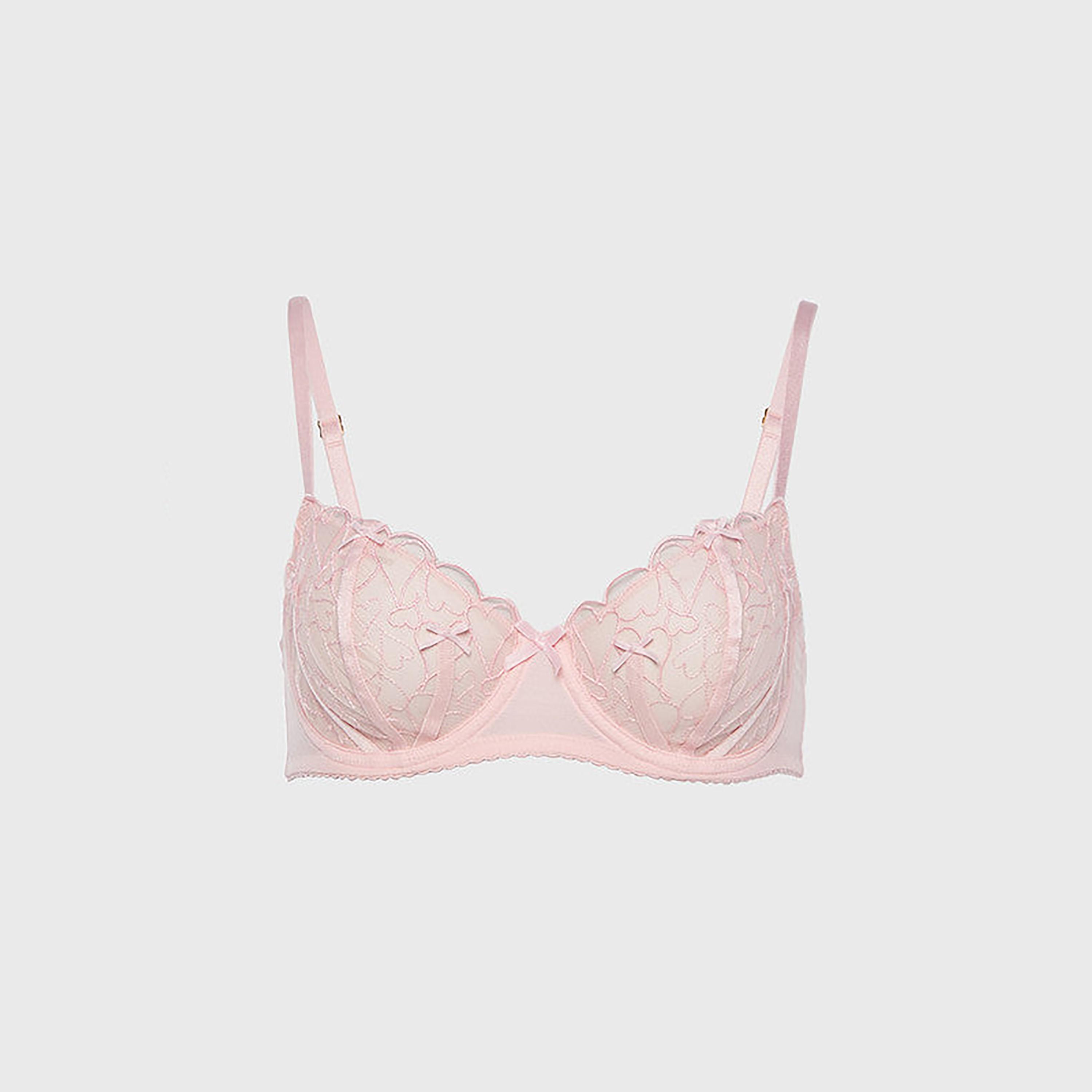 Isla & Evie Pink Lace Non-Wired Light Support Unlined Women's Push-Up Bra-women-clothing-lingerie-bras-image-1