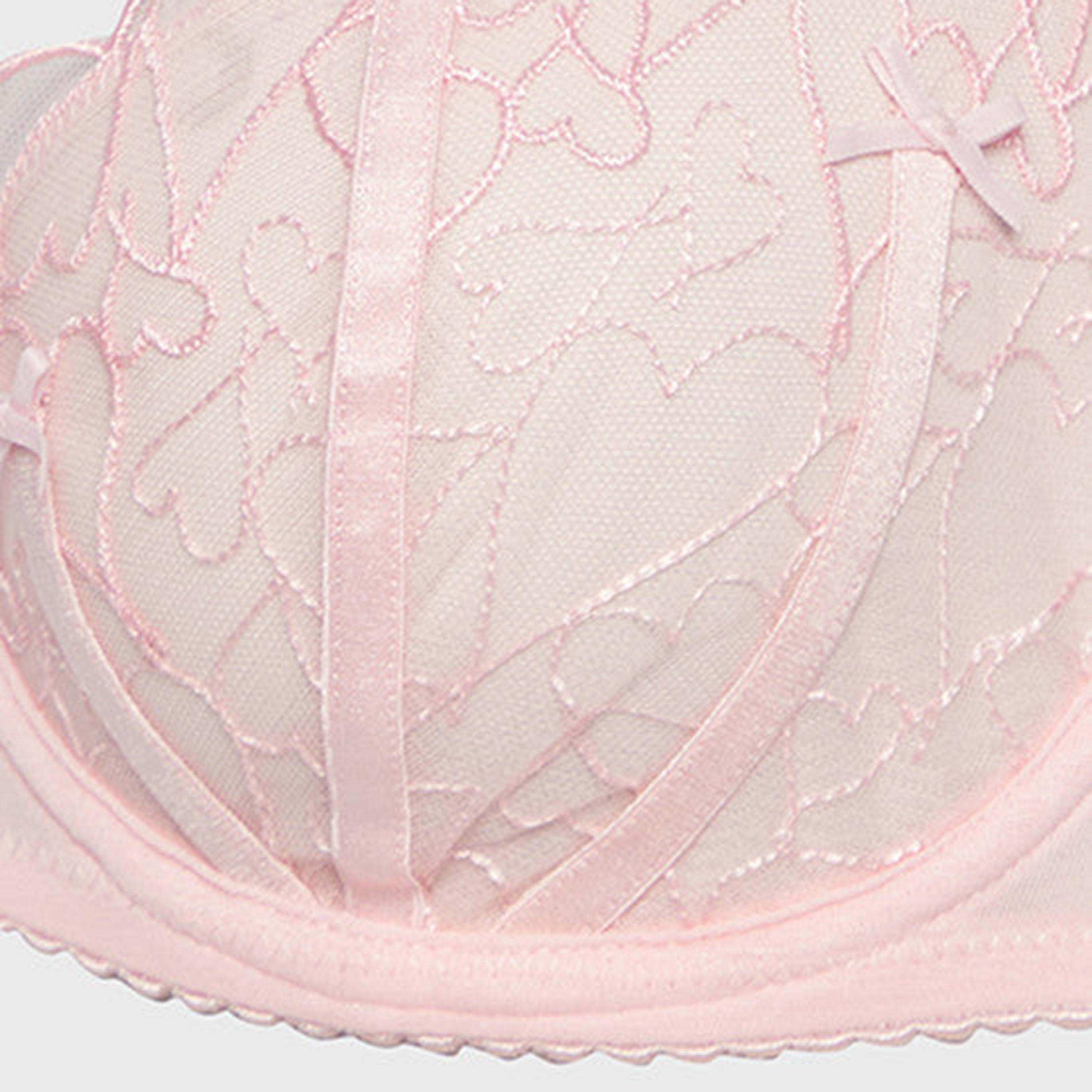 Isla & Evie Pink Lace Non-Wired Light Support Unlined Women's Push-Up Bra-women-clothing-lingerie-bras-image-6