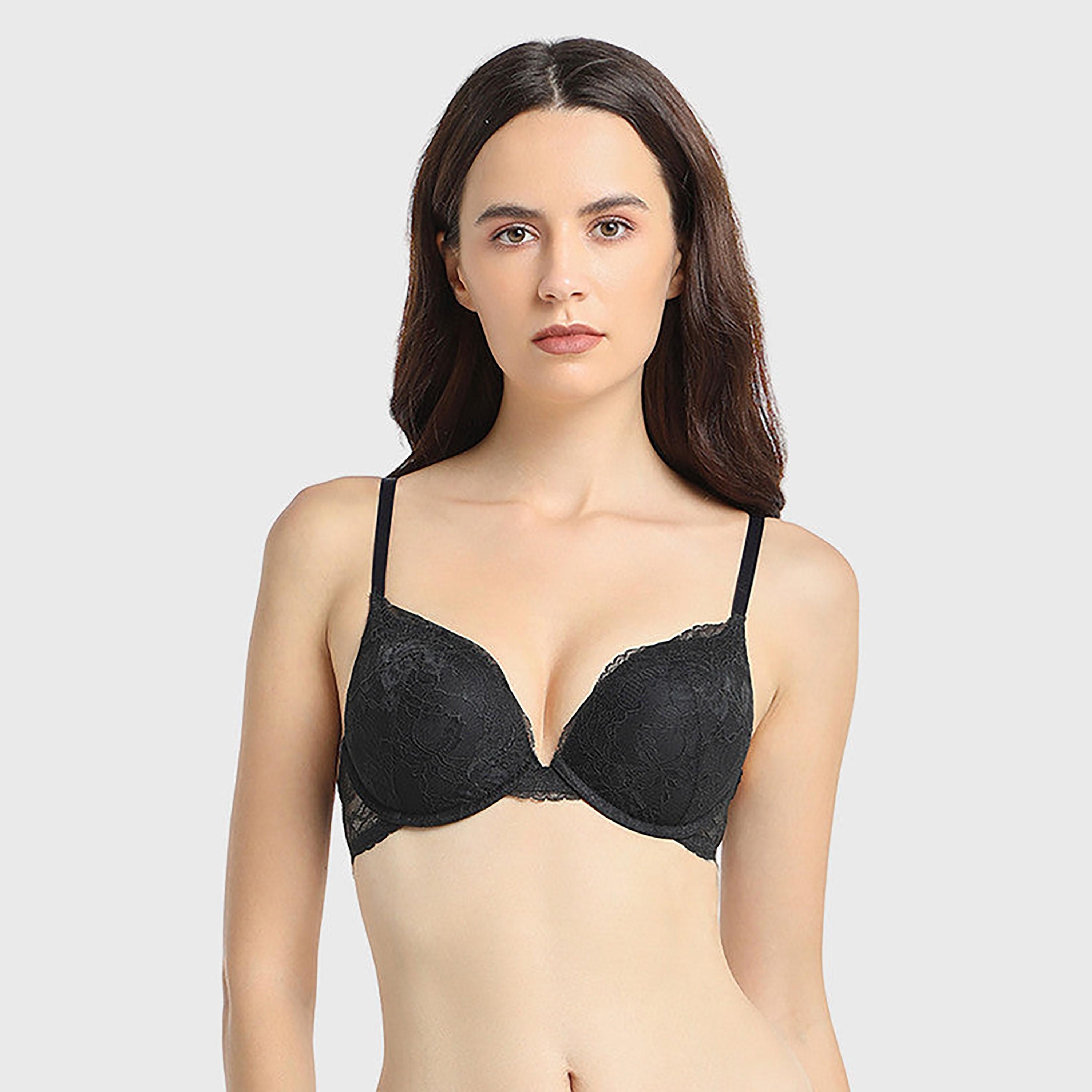 Isla & Evie Pink Lace Non-Wired Light Support Unlined Women's Push-Up Bra-women-clothing-lingerie-bras-image-1