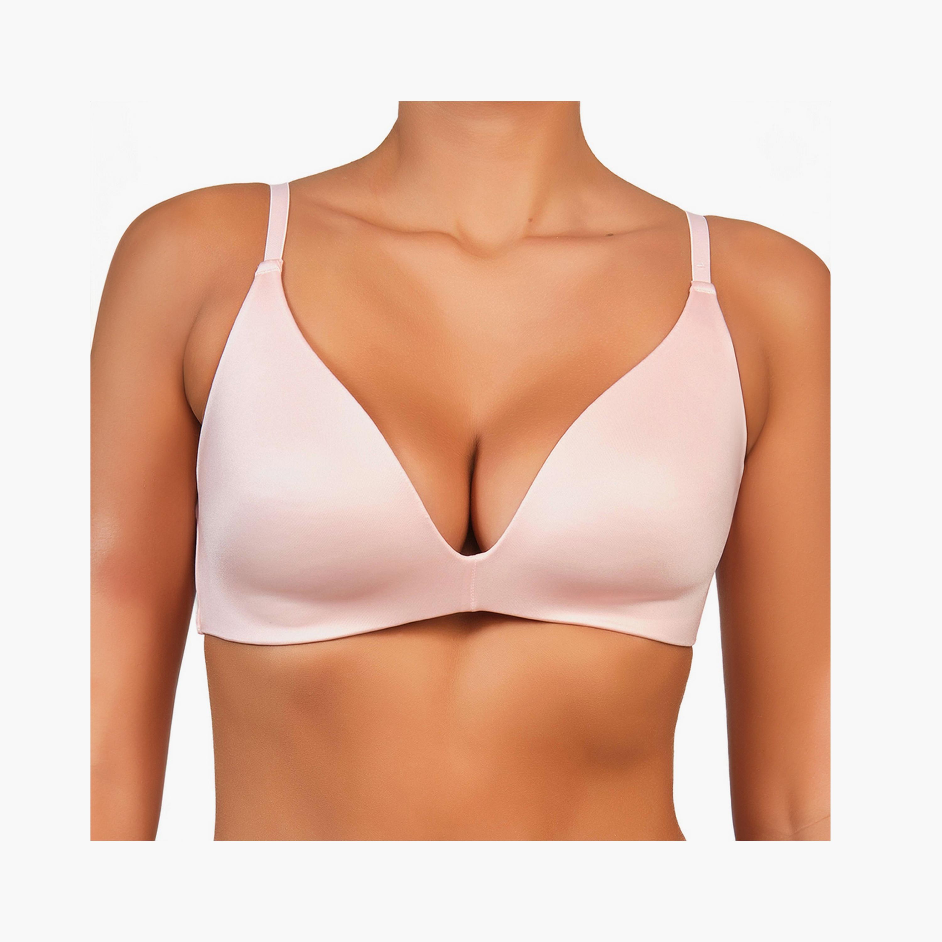 Isla & Evie Comfortable Everyday Non-Wired Light Support Padded Women's Plunge Bra-women-clothing-lingerie-bras-image-1