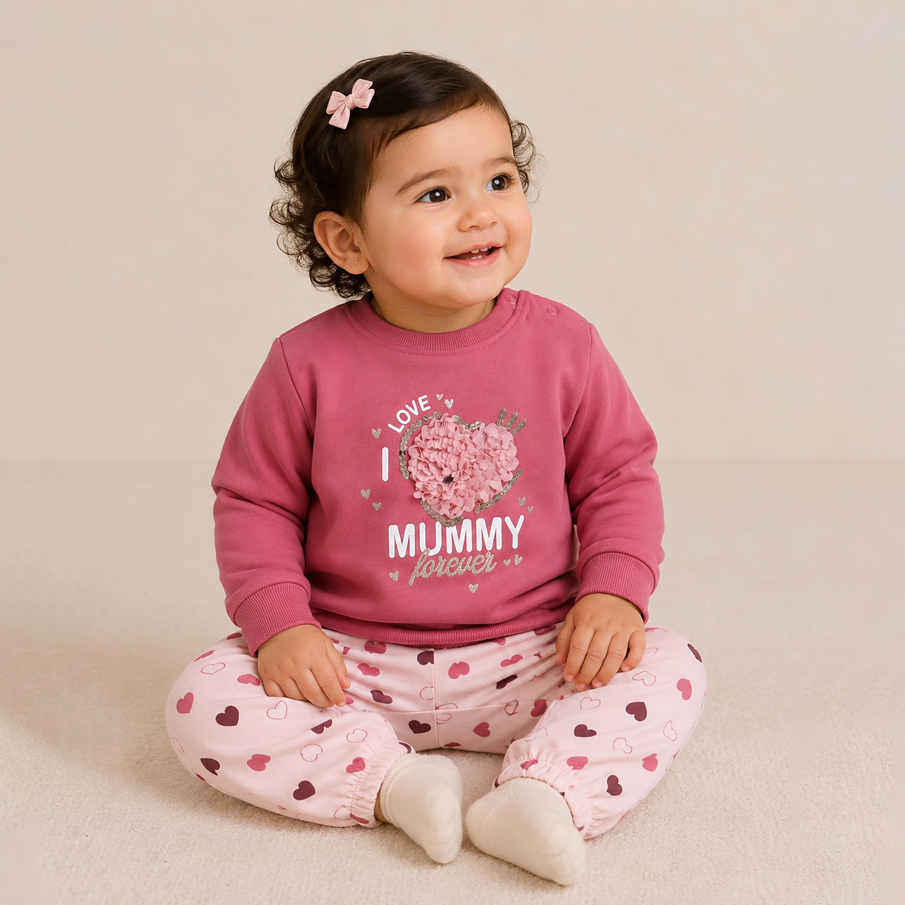 Victor and Jane 2-Piece Long Sleeves Sweatshirt & Printed Joggers-baby-girls-clothing-setsandcoords-image-2