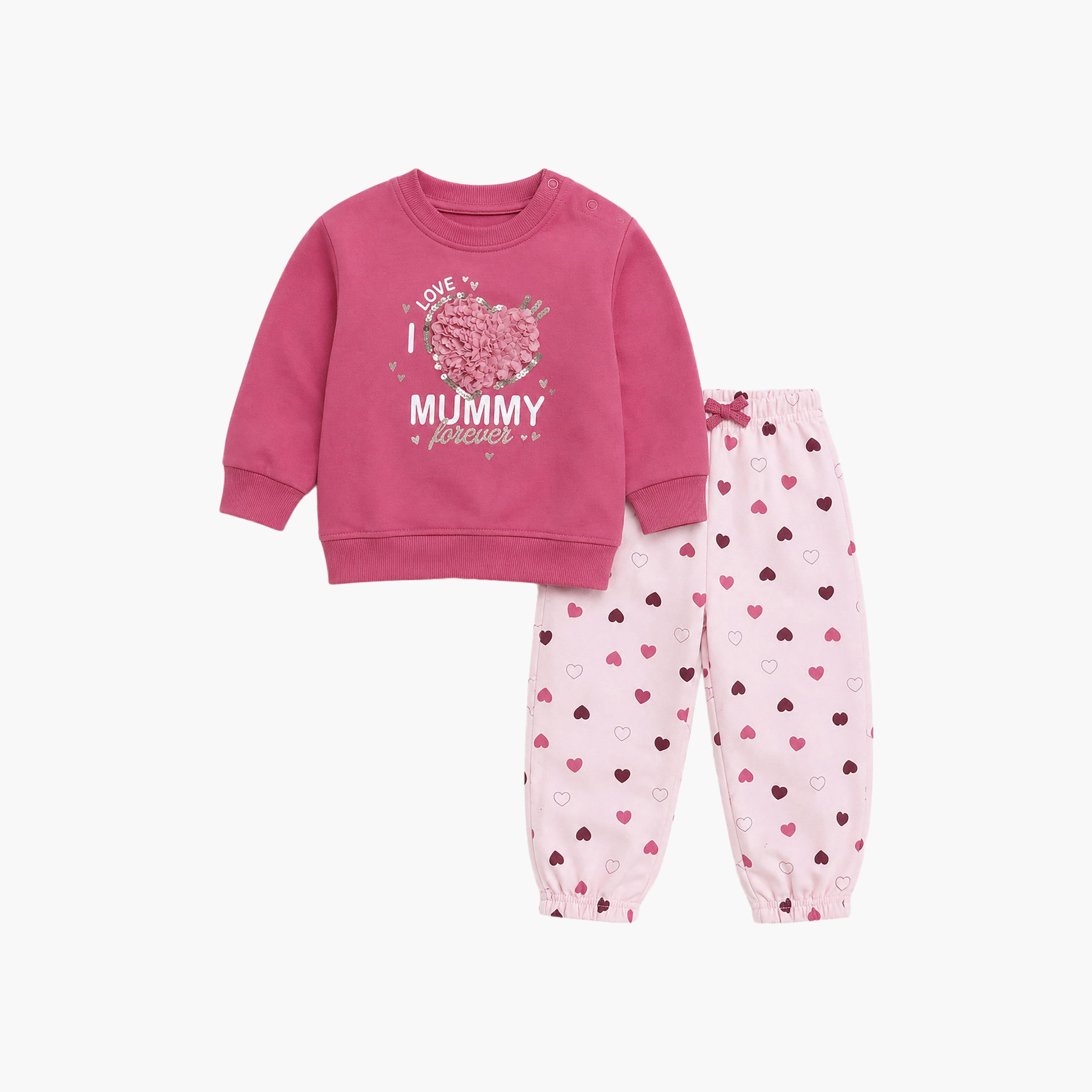 Victor and Jane 2-Piece Long Sleeves Sweatshirt & Printed Joggers-baby-girls-clothing-setsandcoords-image-3