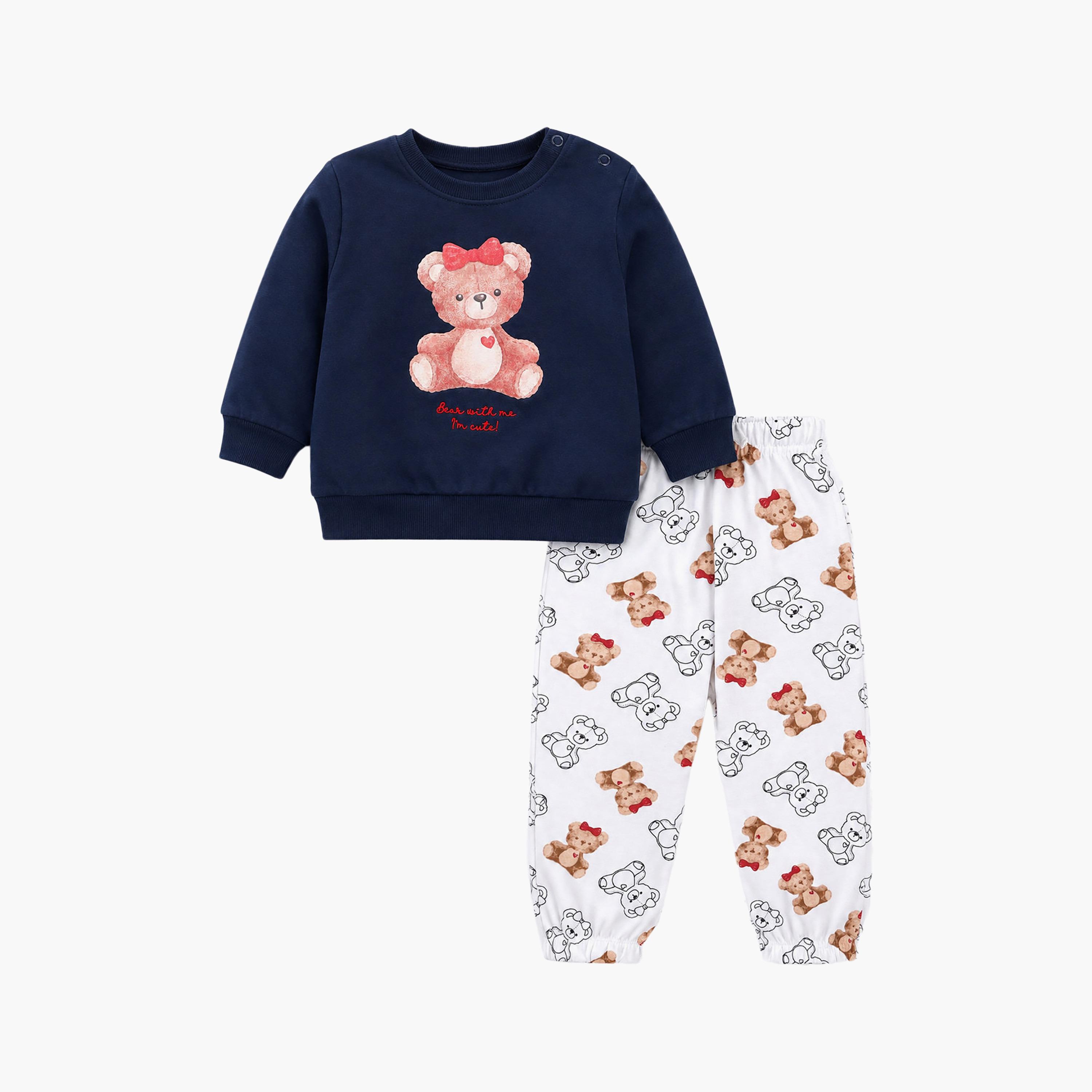 Victor and Jane 2-Piece Long Sleeves Sweatshirt & Printed Joggers-baby-girls-clothing-setsandcoords-image-3
