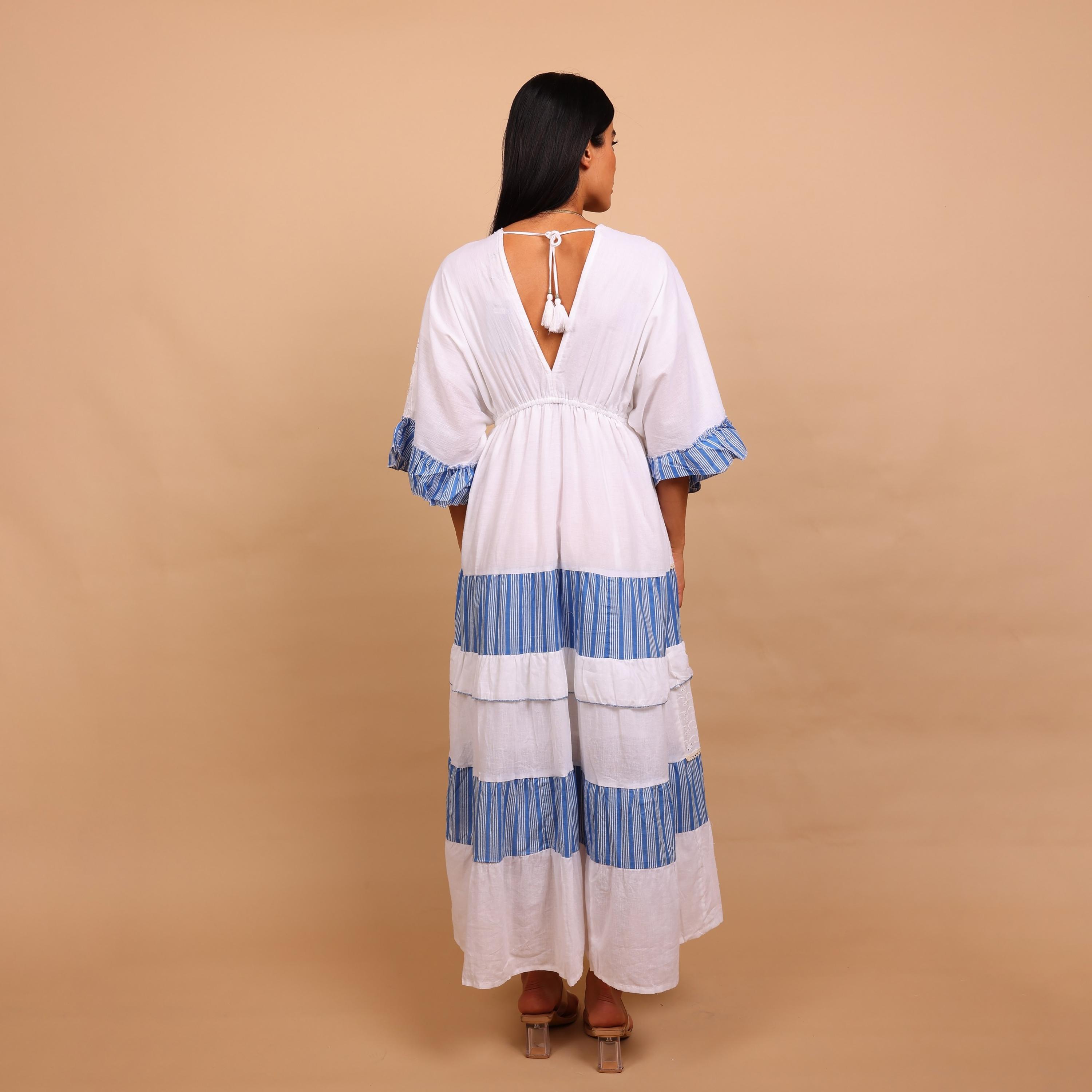 جلابية نسائية بطبقات بتصميم كتل الألوان وقماش شيفلي من إيككسا-women-arabicclothing-jalabiyas-image-8