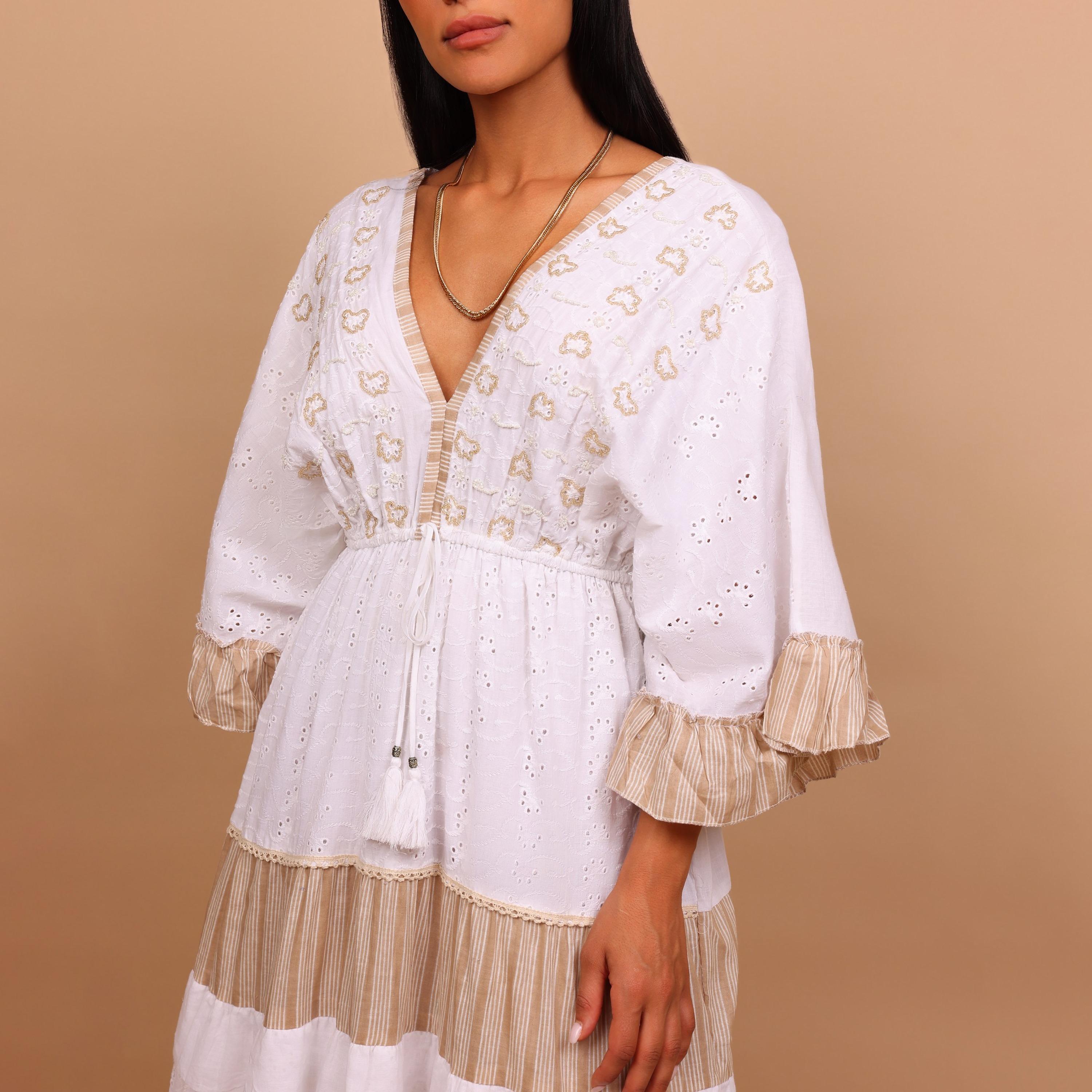 IKKXA Color-Blocked Schiffli Women's Tiered Jalabiya-women-arabicclothing-jalabiyas-image-3