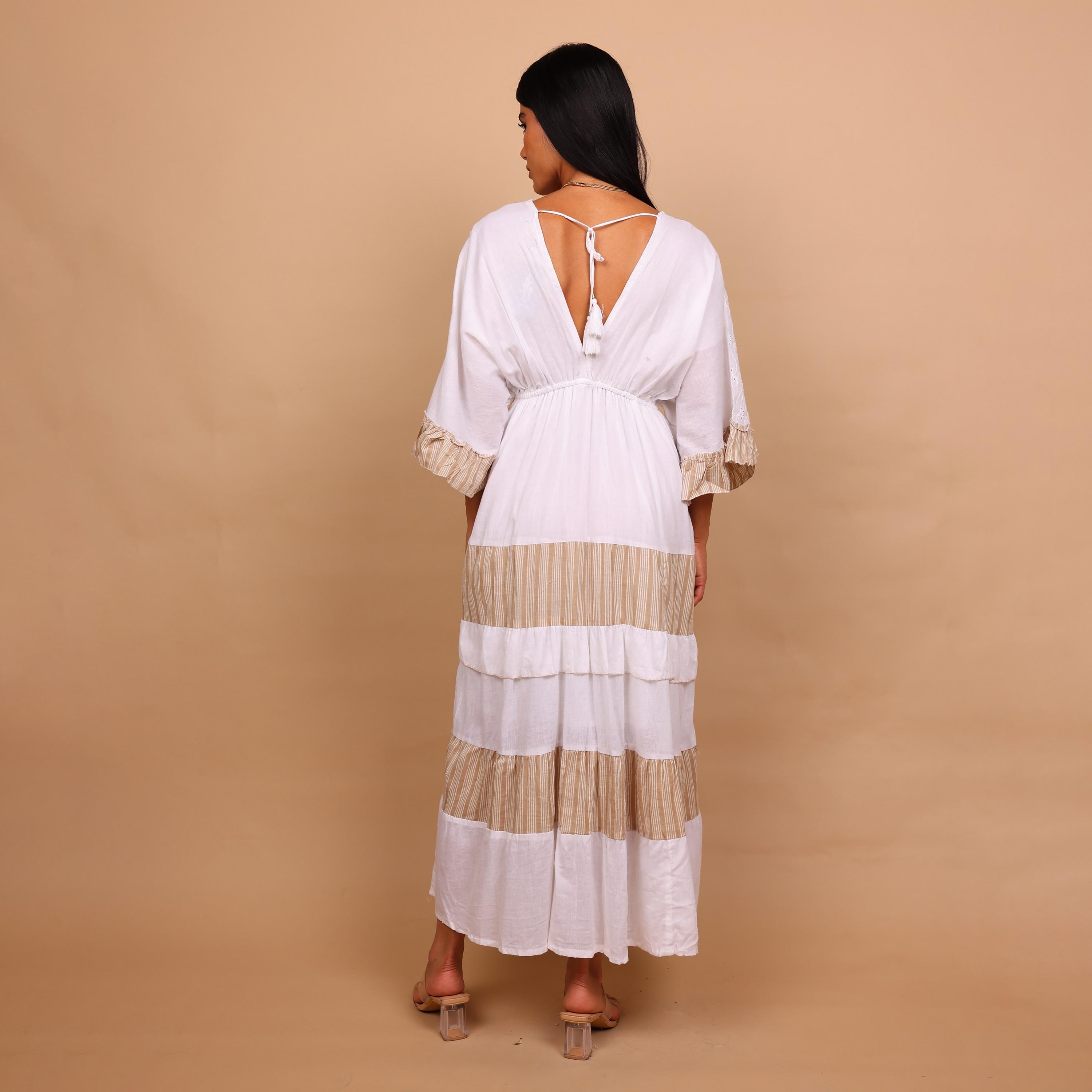 جلابية نسائية بطبقات بتصميم كتل الألوان وقماش شيفلي من إيككسا-women-arabicclothing-jalabiyas-image-13