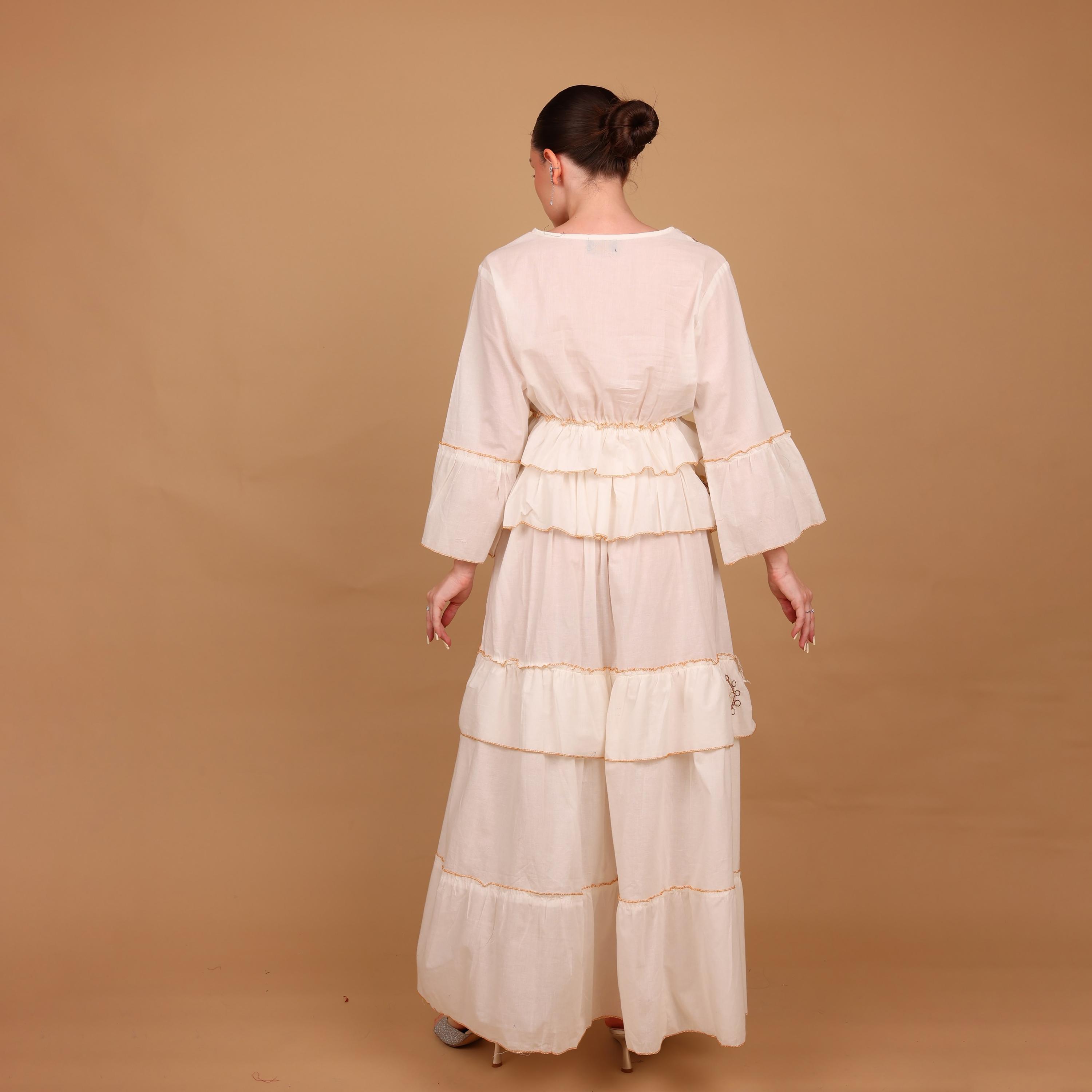 IKKXA Geometric Embroidered Bell Sleeves Women's Tiered Jalabiya-women-arabicclothing-jalabiyas-image-5